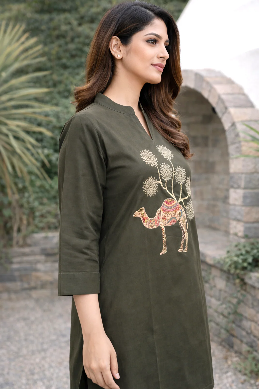 Bahara Olive Embroidered Co-ord Set - Image 4