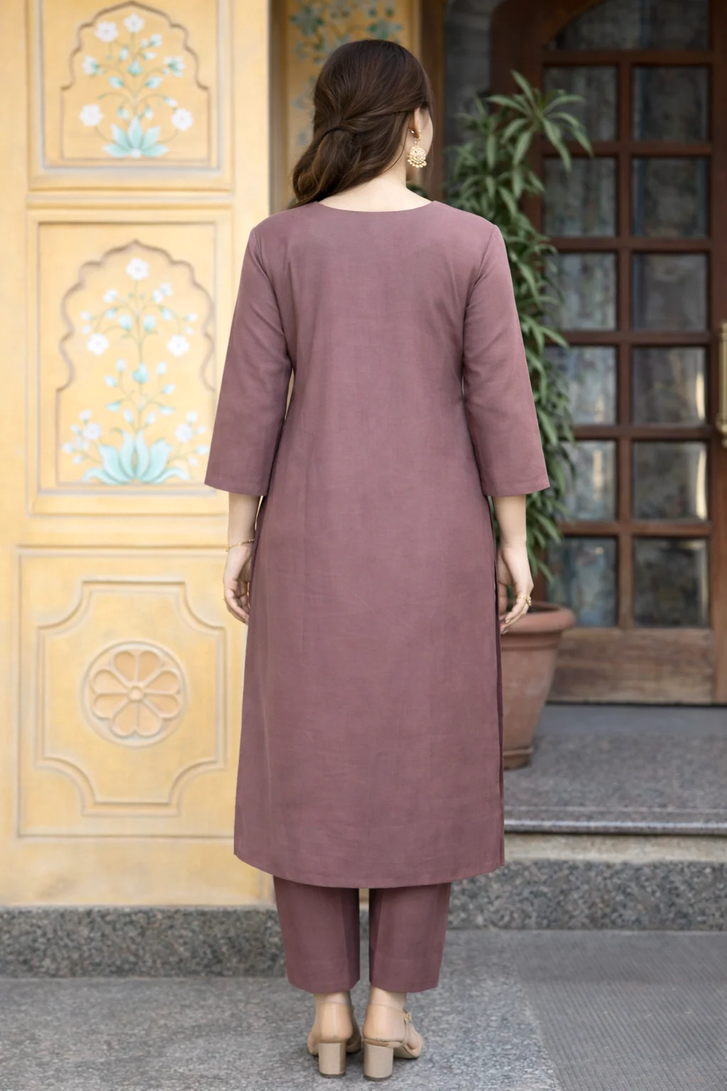 Bahara Mauve Embroidered Suit Set - Image 3