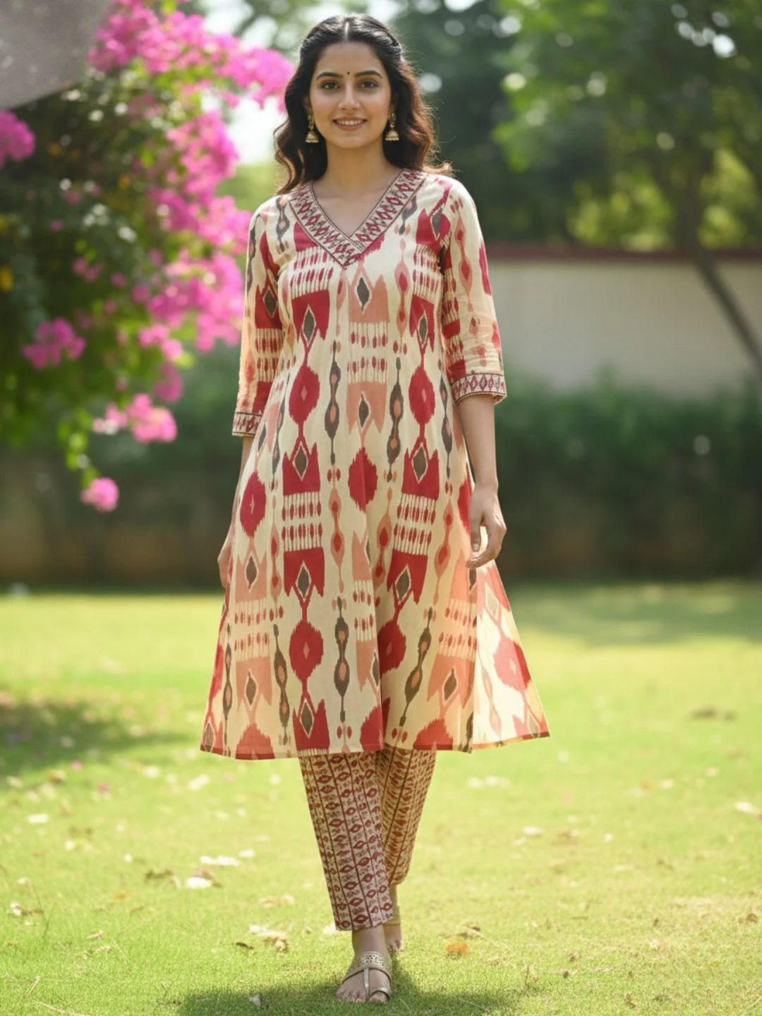 SASHA CORAL PRINTED KURTA PANT SET - Image 10