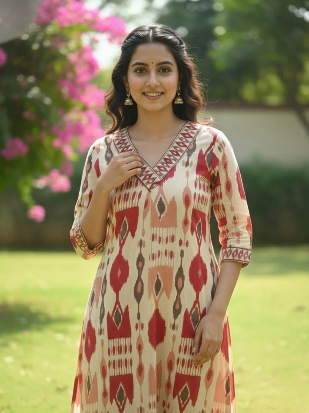 SASHA CORAL PRINTED KURTA PANT SET - Image 2