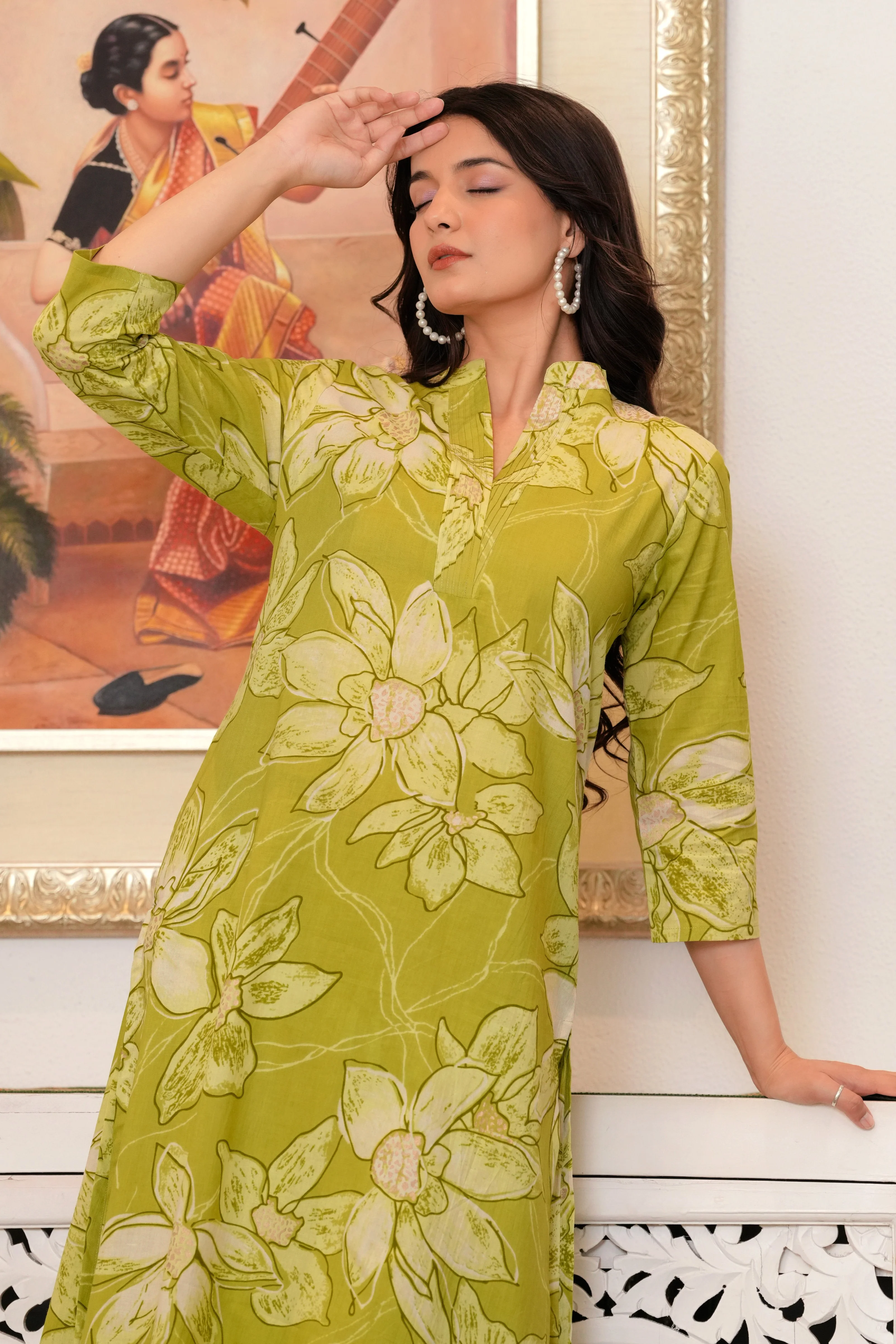 Maurya Shamrock Cotton Kurta Pant Set - Image 2