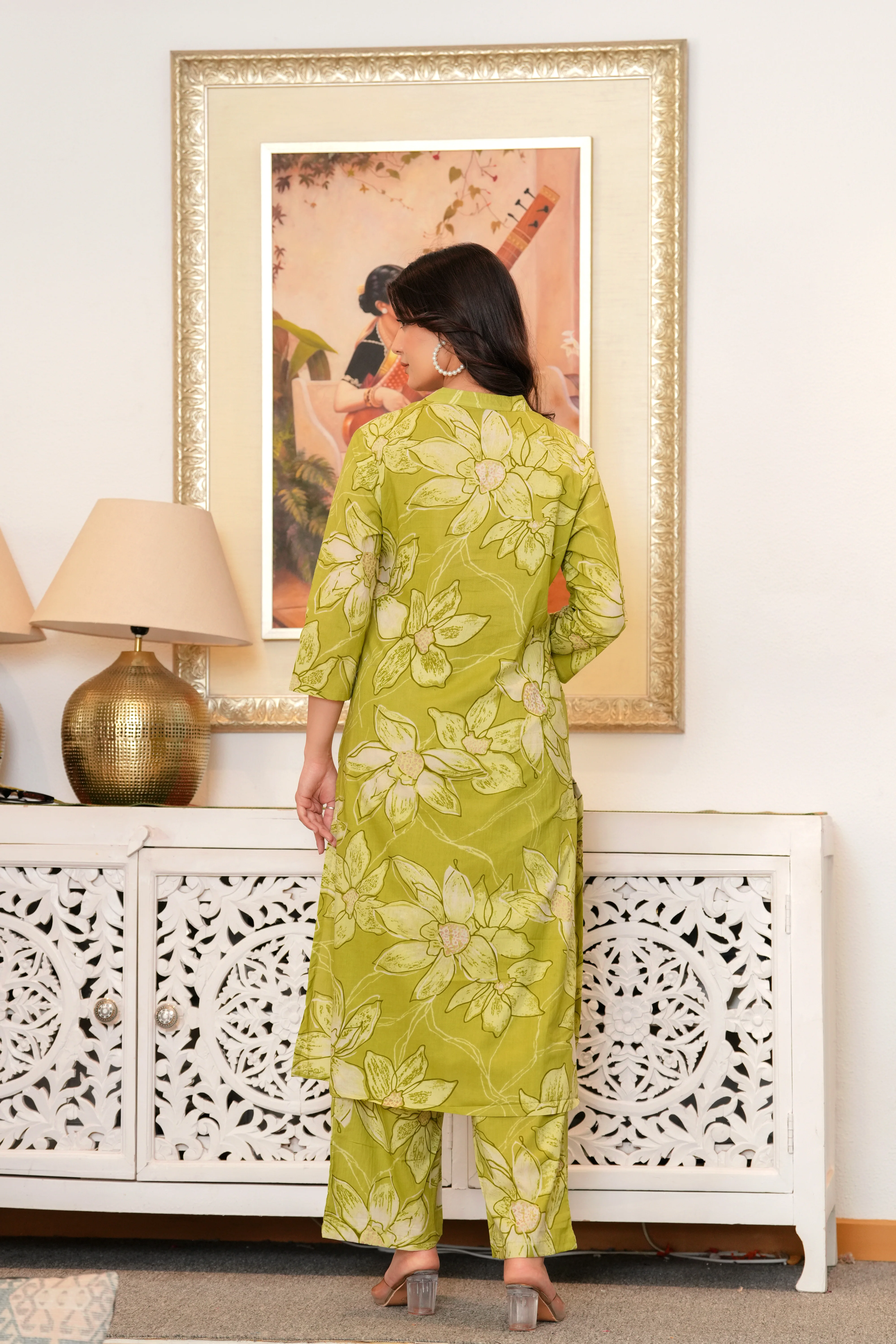 Maurya Shamrock Cotton Kurta Pant Set - Image 3