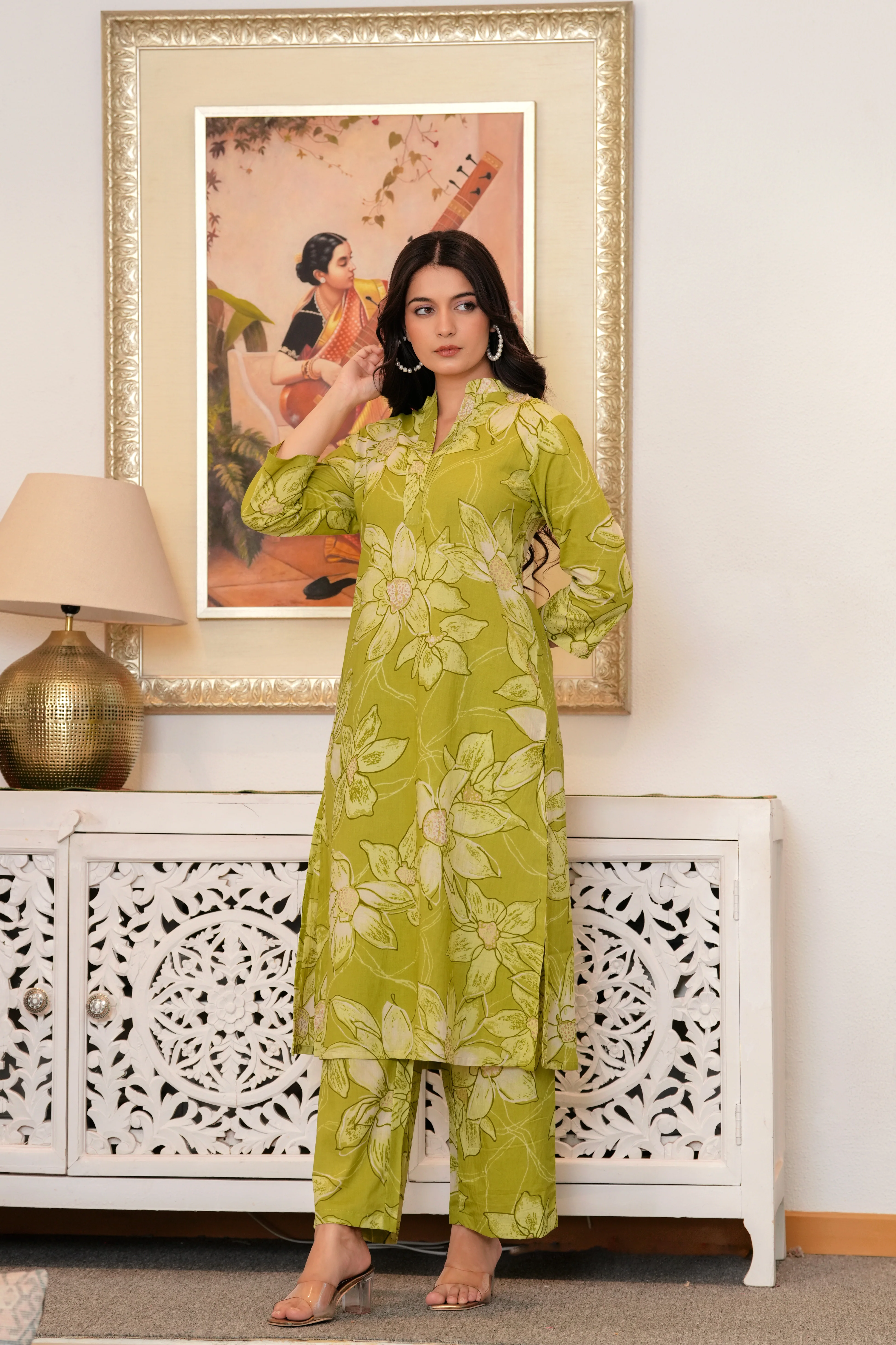 Maurya Shamrock Cotton Kurta Pant Set - Image 5