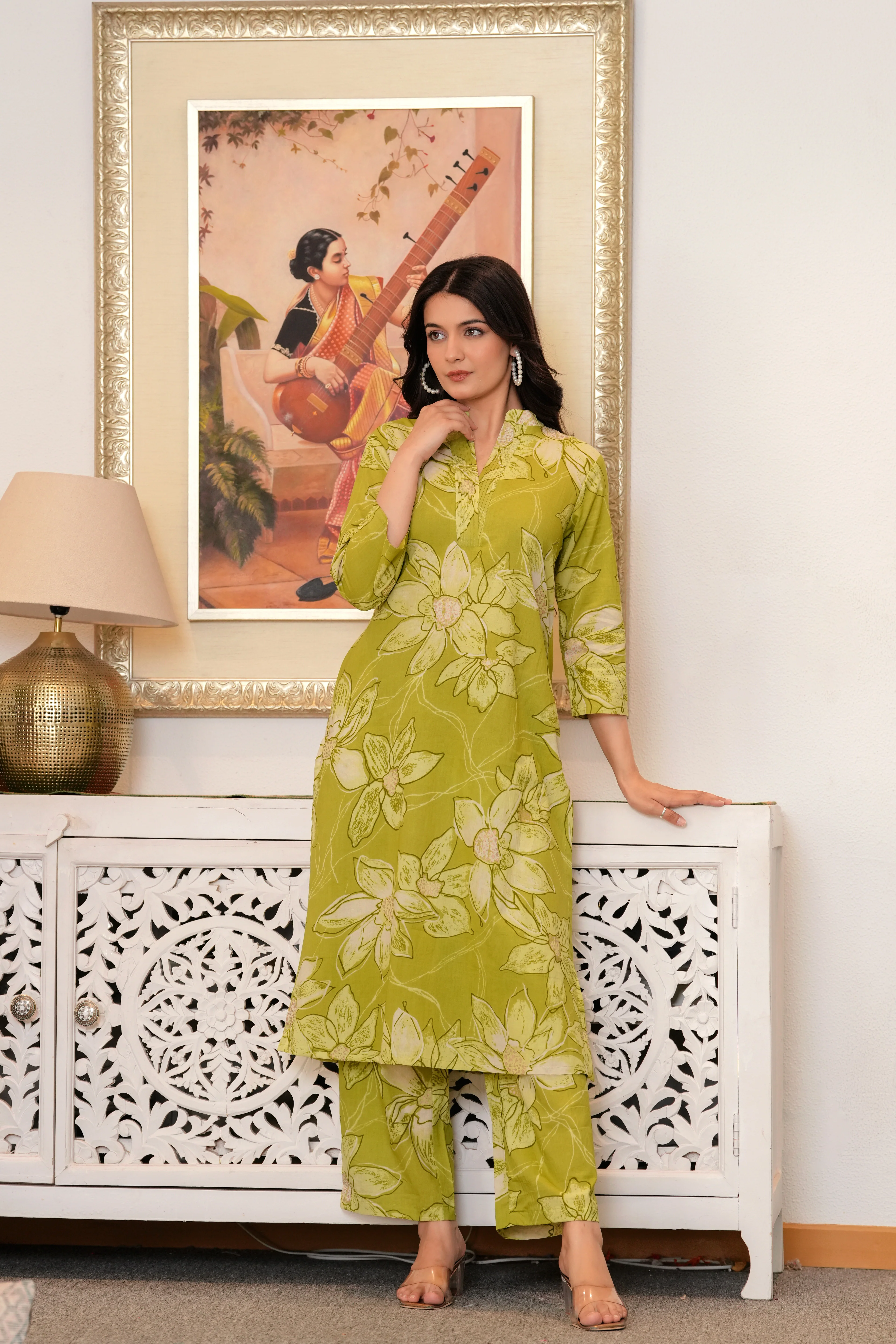 Maurya Shamrock Cotton Kurta Pant Set - Image 6