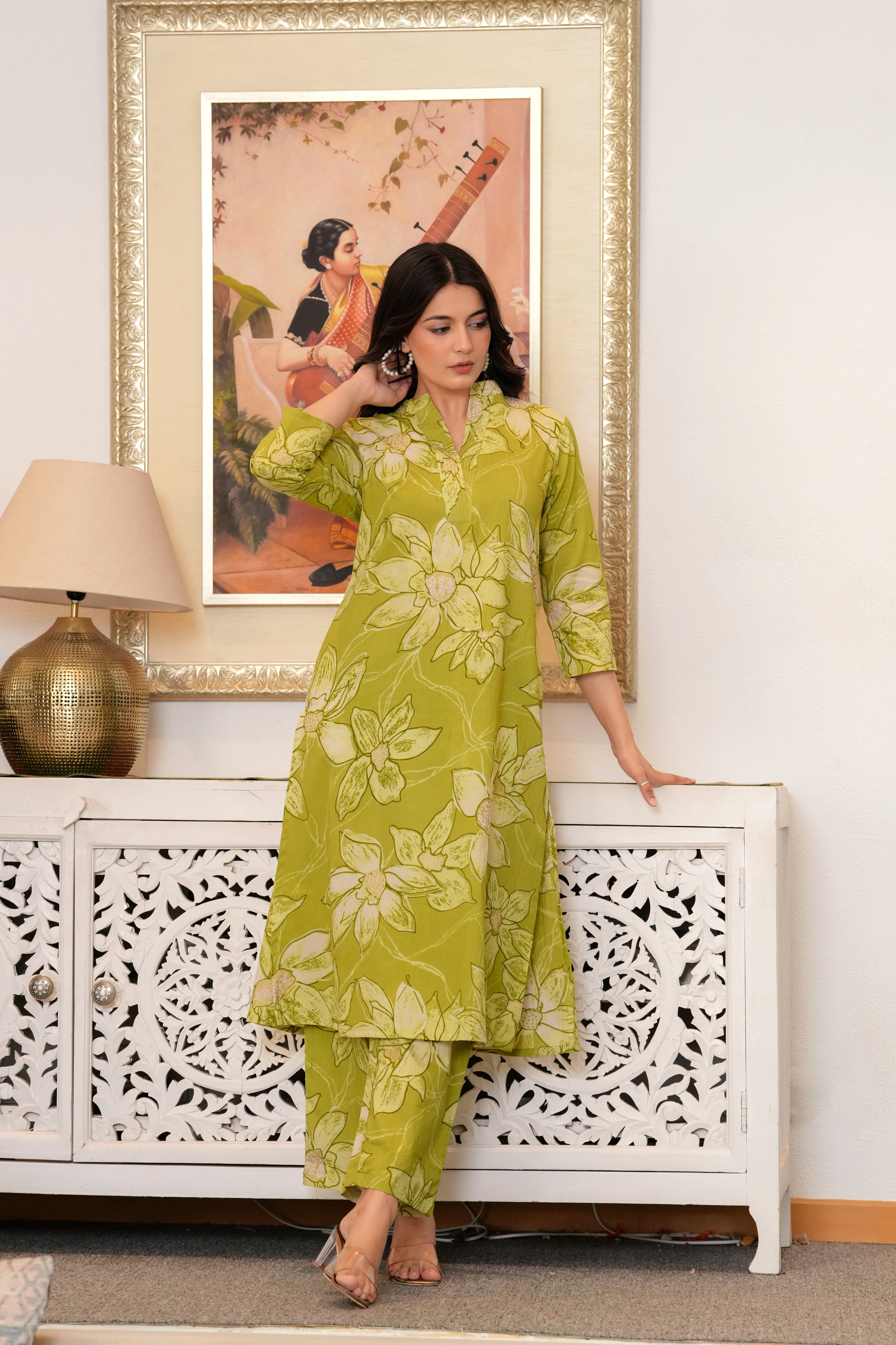 Maurya Shamrock Cotton Kurta Pant Set - Image 7