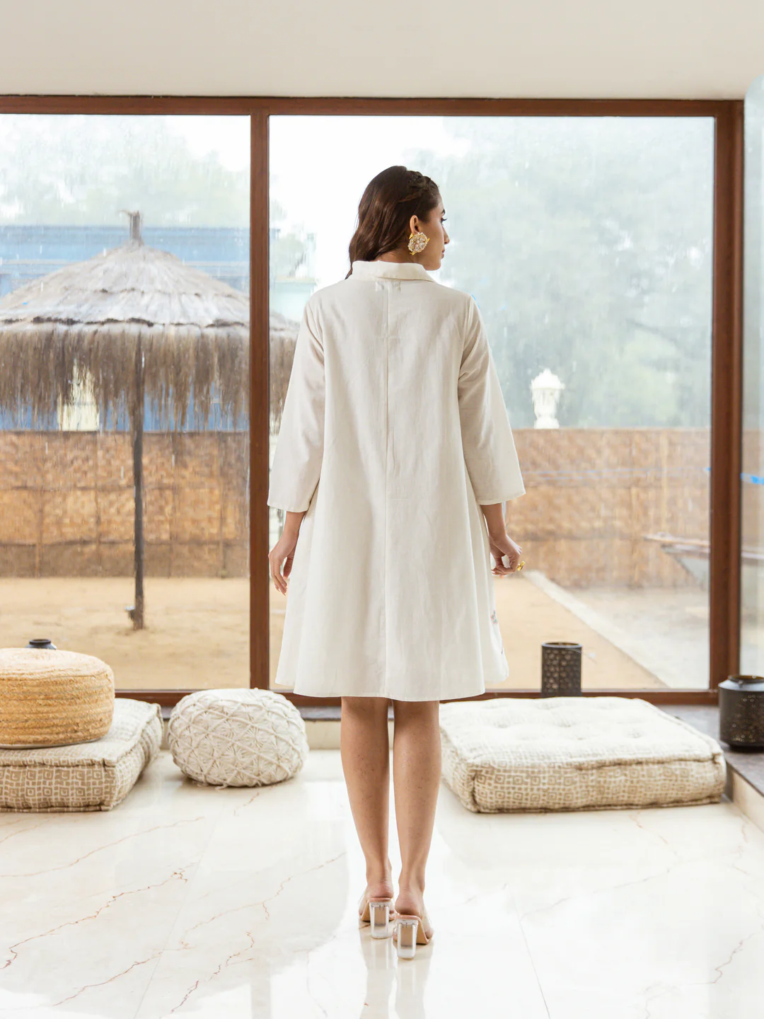 Viva Misri Embroidery Cotton Midi Dress - Image 3