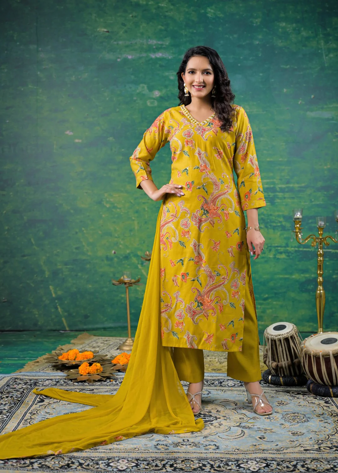 Shanti Sunrise Printed Work Suit Set - Image 4