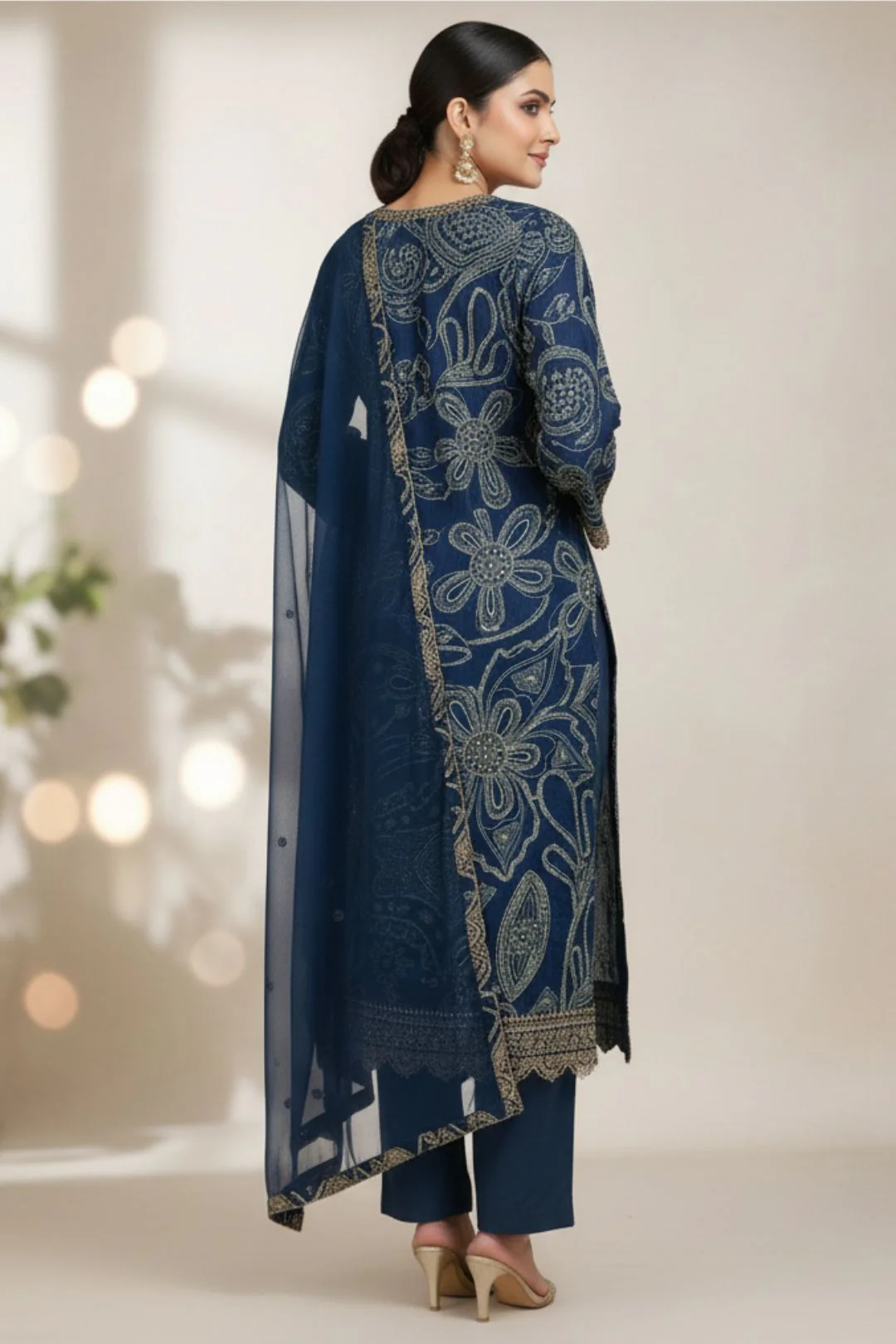 Shanti Midnight Printed Work Suit Set - Image 3