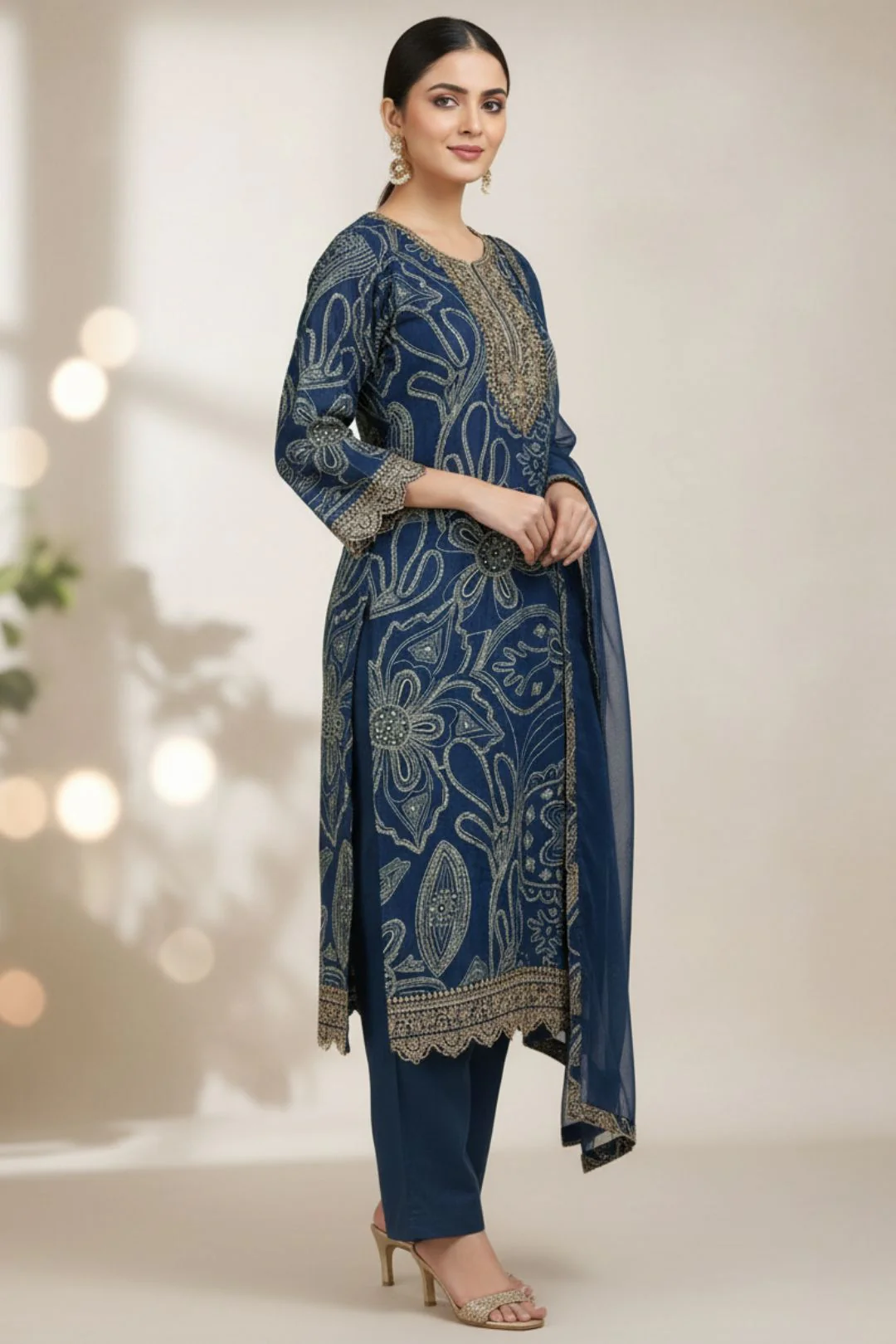 Shanti Midnight Printed Work Suit Set - Image 5
