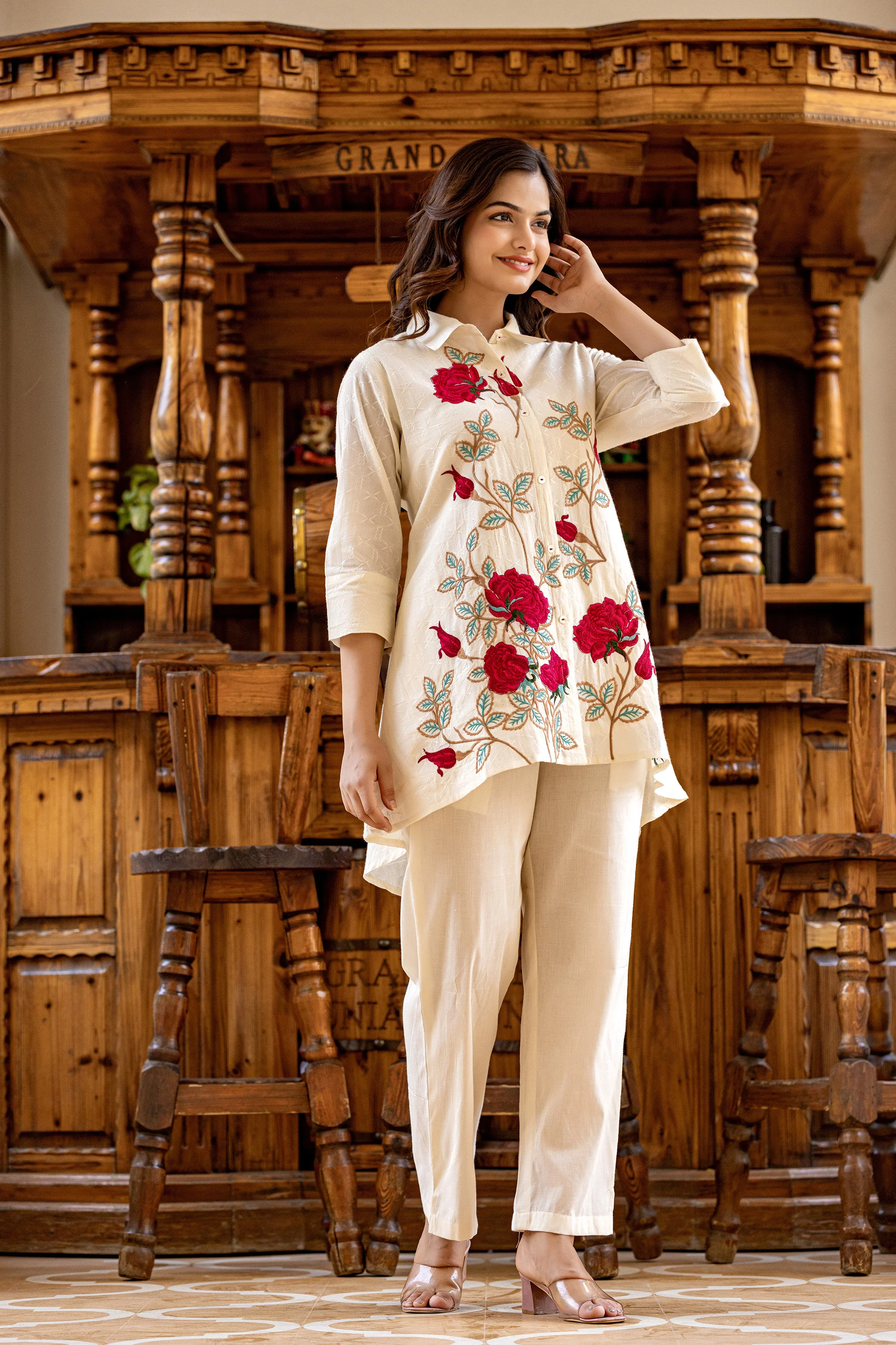 SNEHA ANGEL EMBROIDERED COTTON CO-ORD SET - Image 3