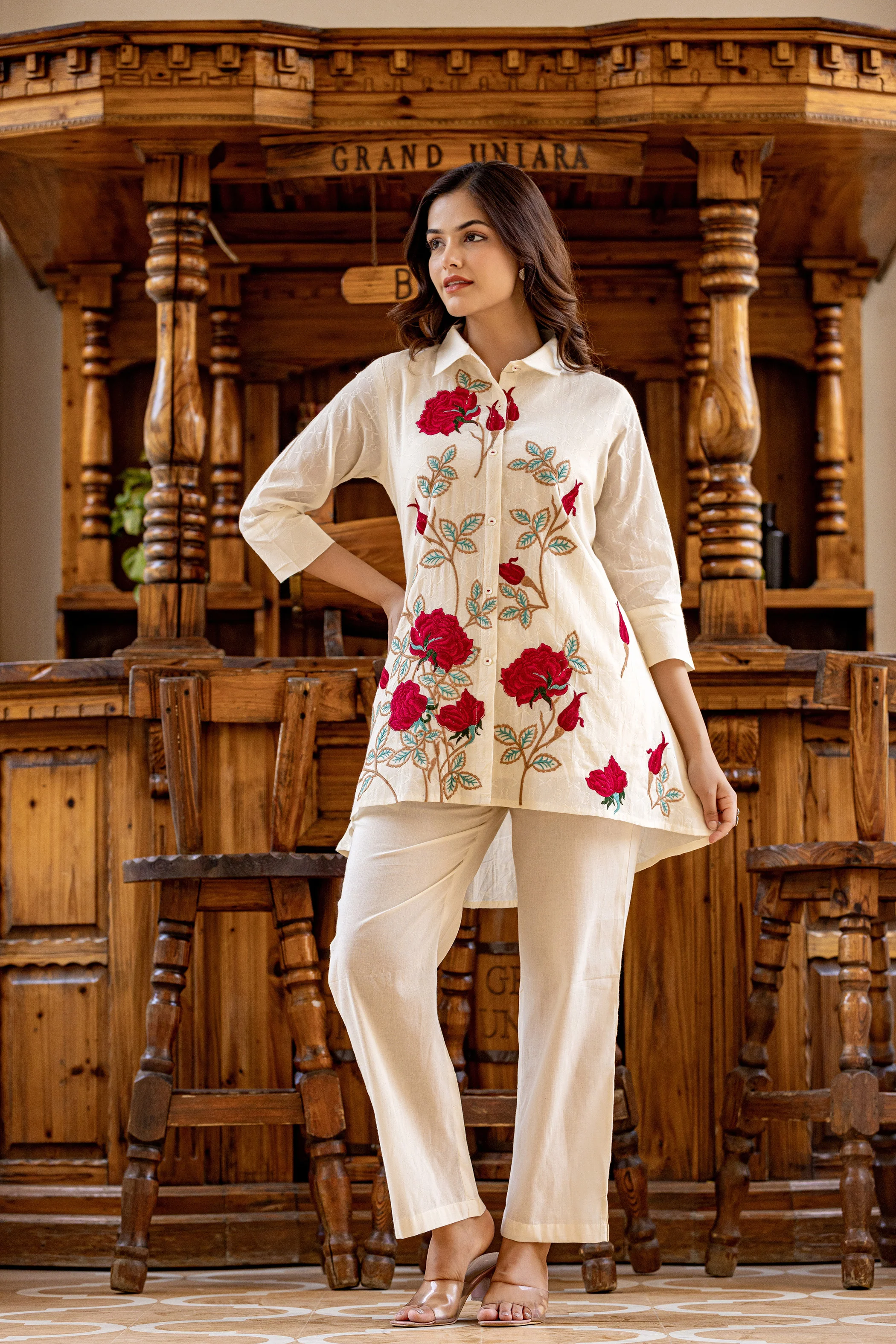 SNEHA ANGEL EMBROIDERED COTTON CO-ORD SET - Image 4