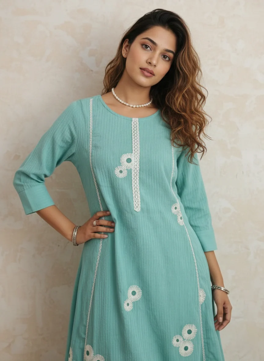 Swades Sky embroidery cotton kurta - Image 2