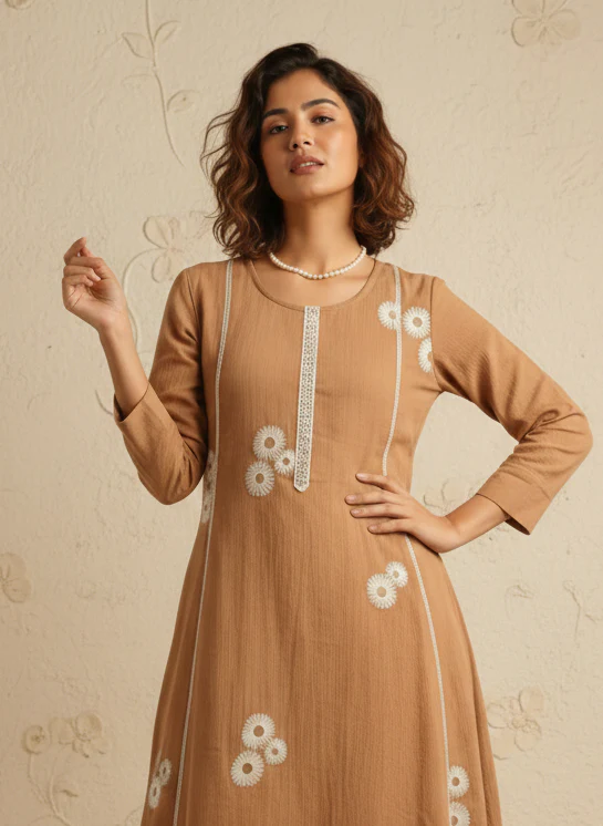 Swades Driftwood cotton embroidery kurta - Image 2