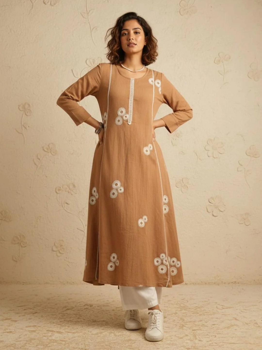 Swades Driftwood cotton embroidery kurta - Image 3