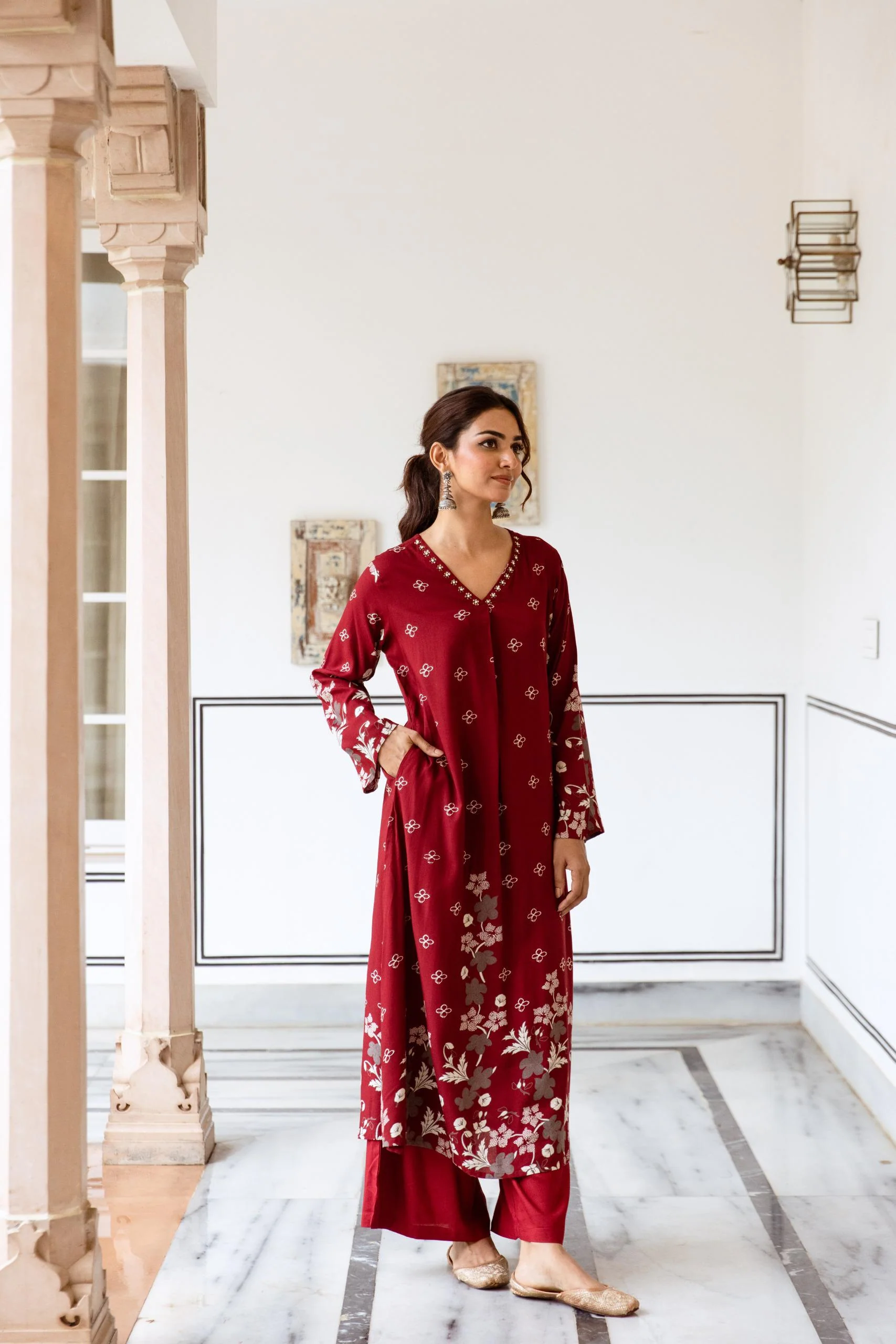 Shimoni cardinal Printed Kurta Pant Set - Image 4