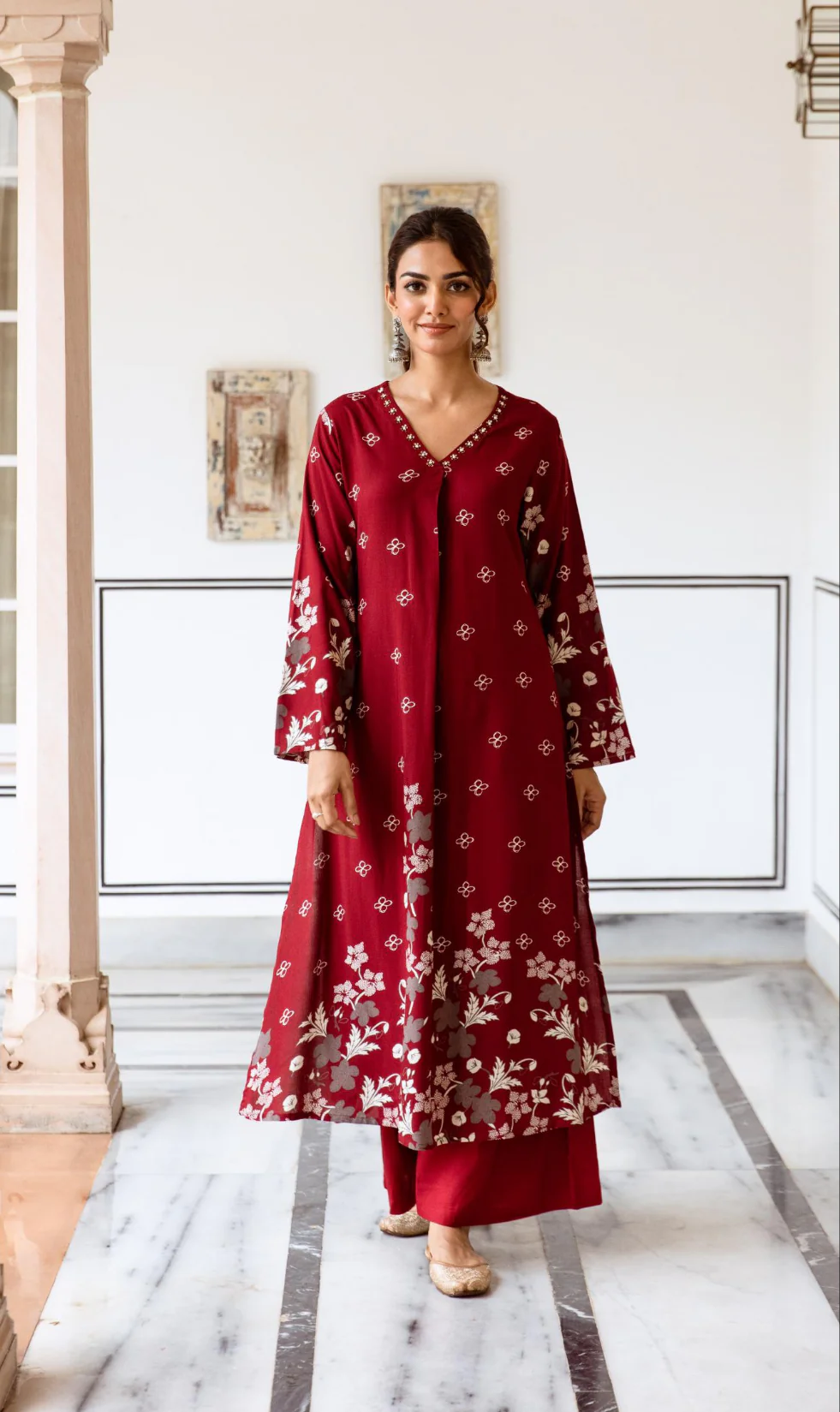 Shimoni cardinal Printed Kurta Pant Set - Image 9