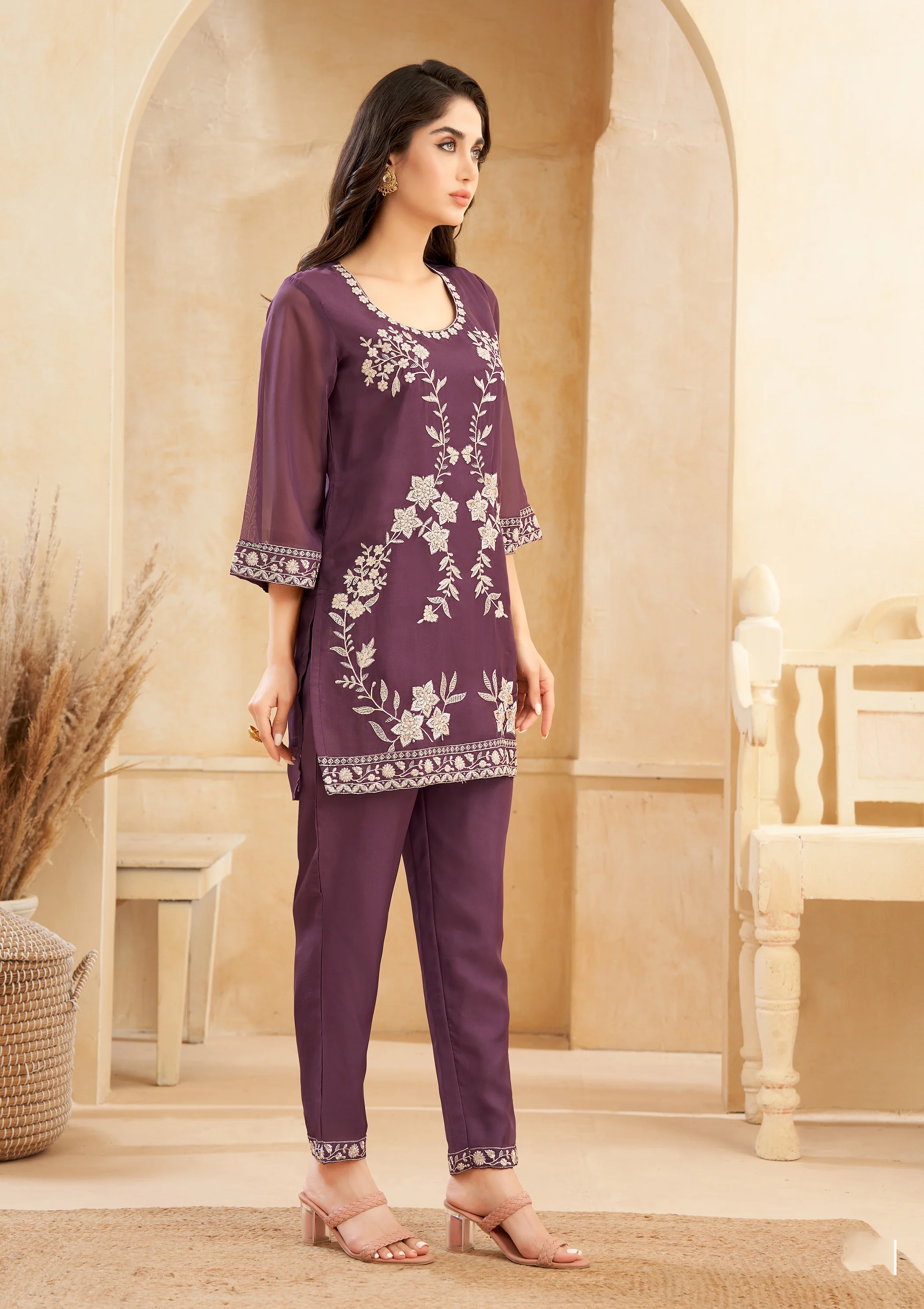 Srijan Mulberry Embroidered Co-ord set - Image 4