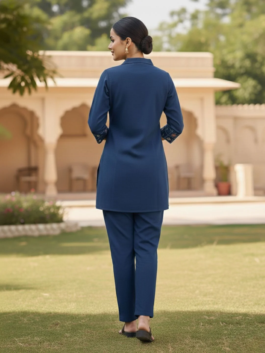 Eden navy embroidered co-ord set - Image 4