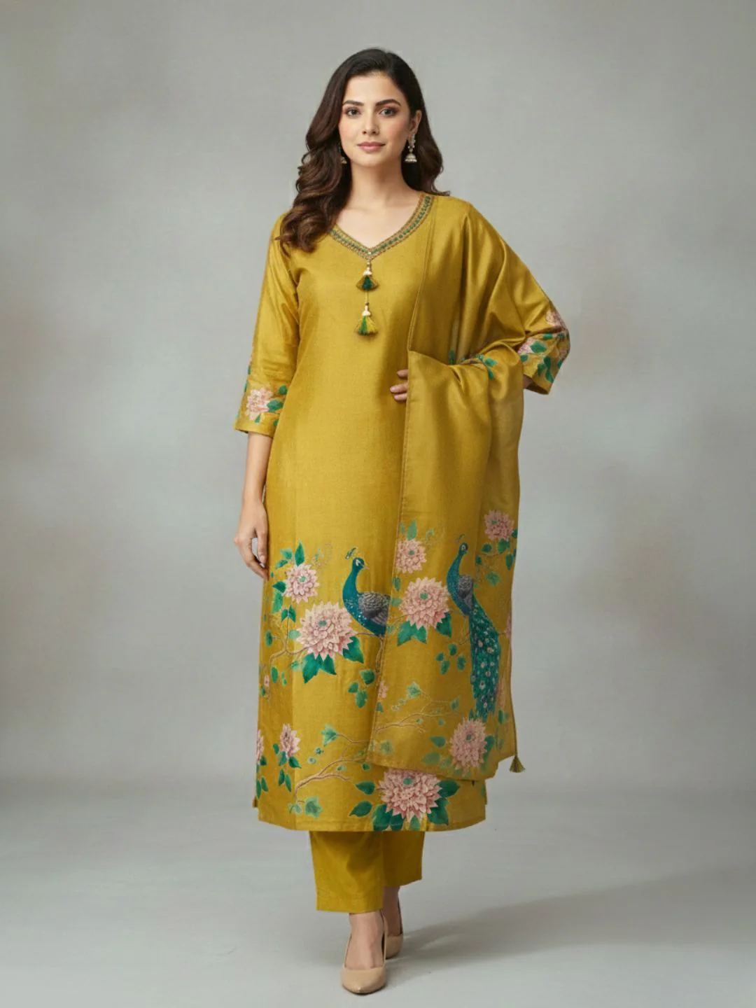 Reet Gold Printed Work Suit Set - Image 13