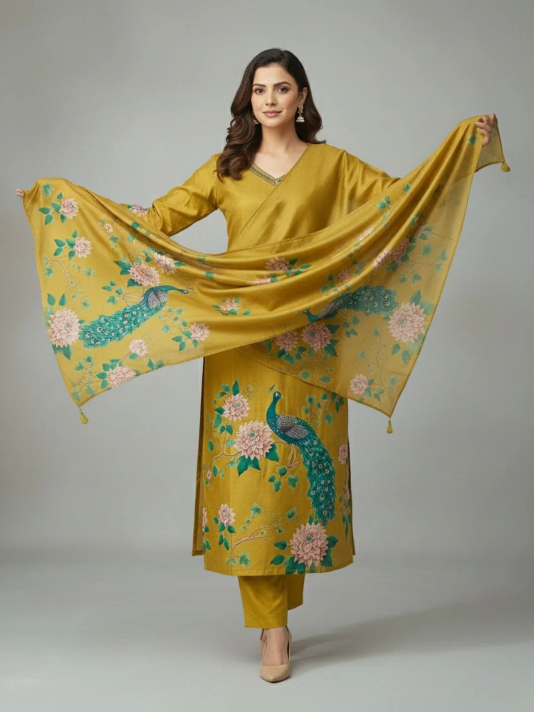 Reet Gold Printed Work Suit Set - Image 14