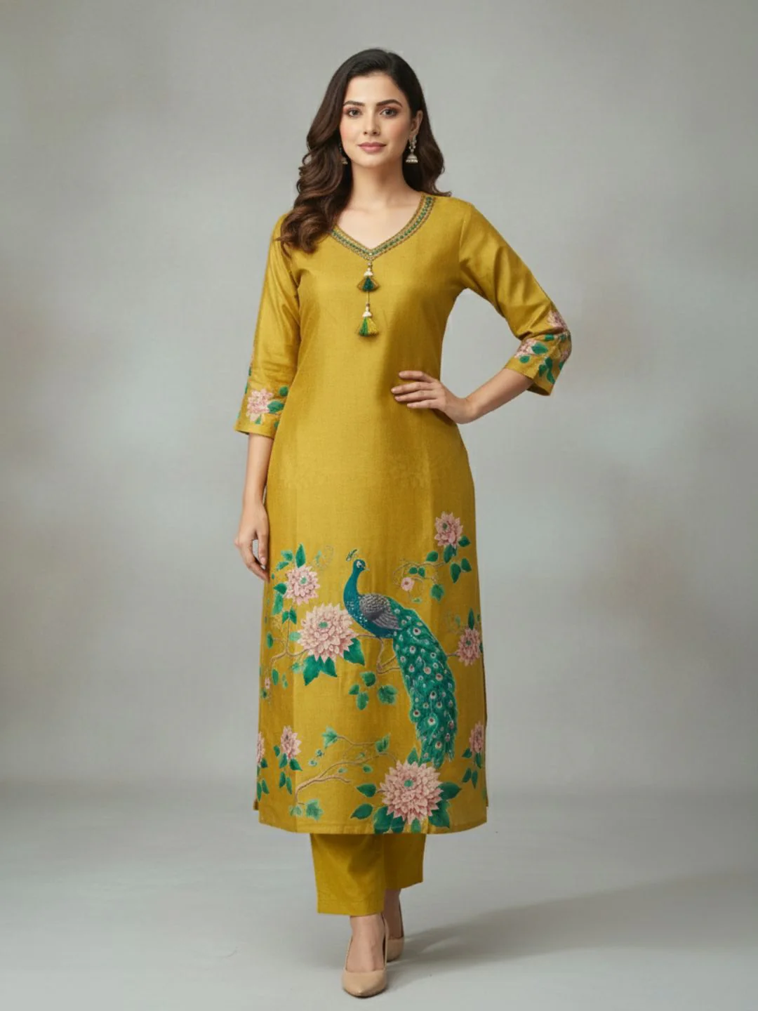 Reet Gold Printed Work Suit Set - Image 15