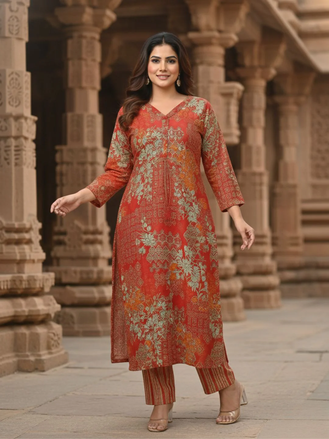 Reet Carmine Printed Work Suit Set - Image 10