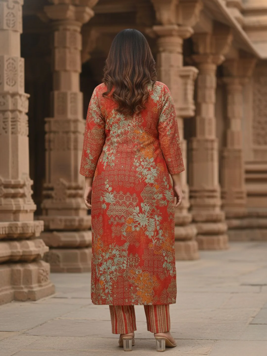 Reet Carmine Printed Work Suit Set - Image 12