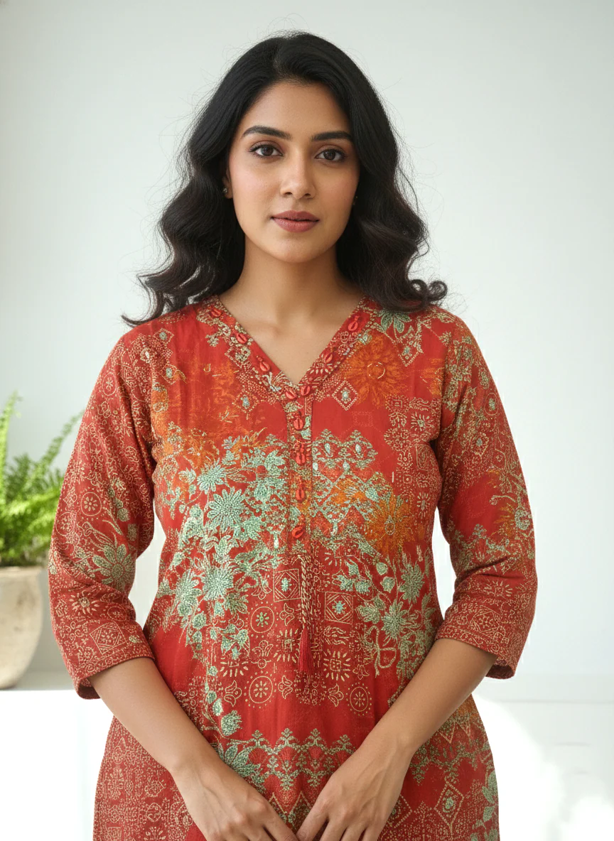 Reet Carmine Printed Work Suit Set - Image 2
