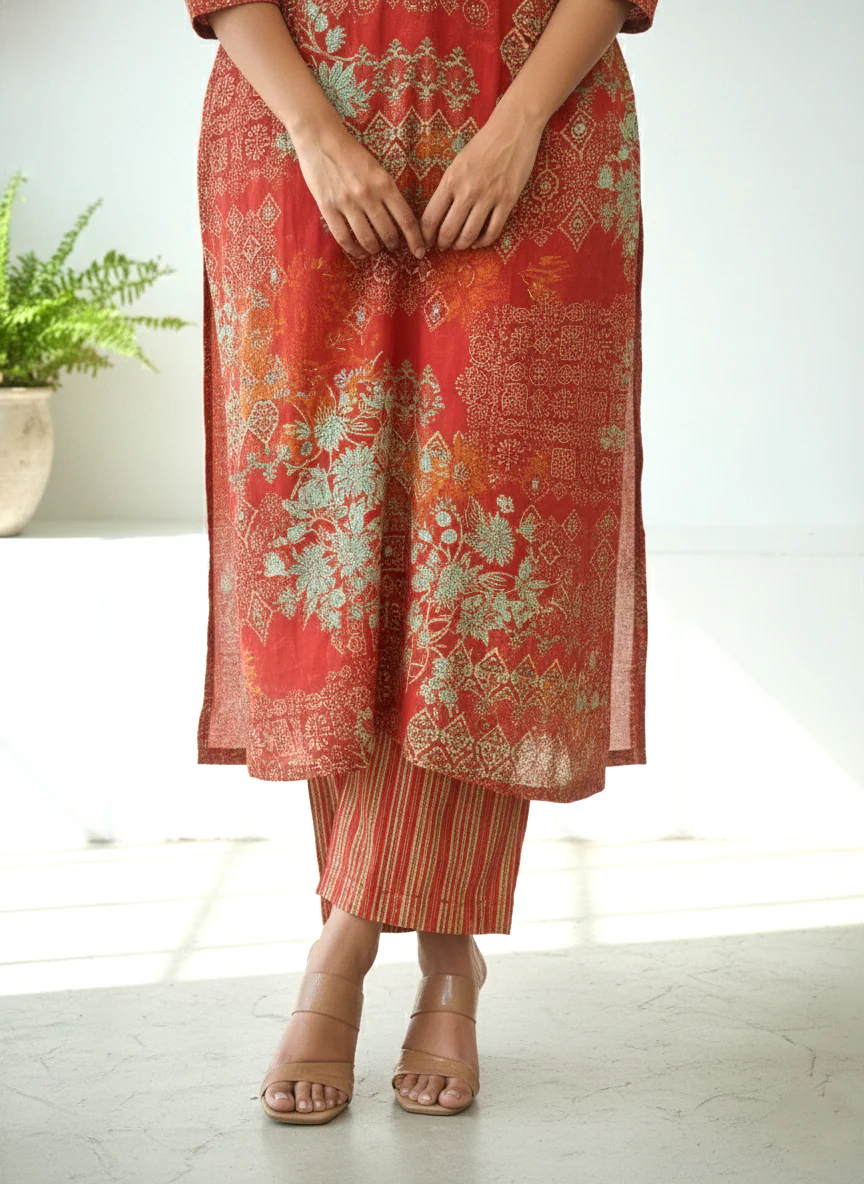 Reet Carmine Printed Work Suit Set - Image 6
