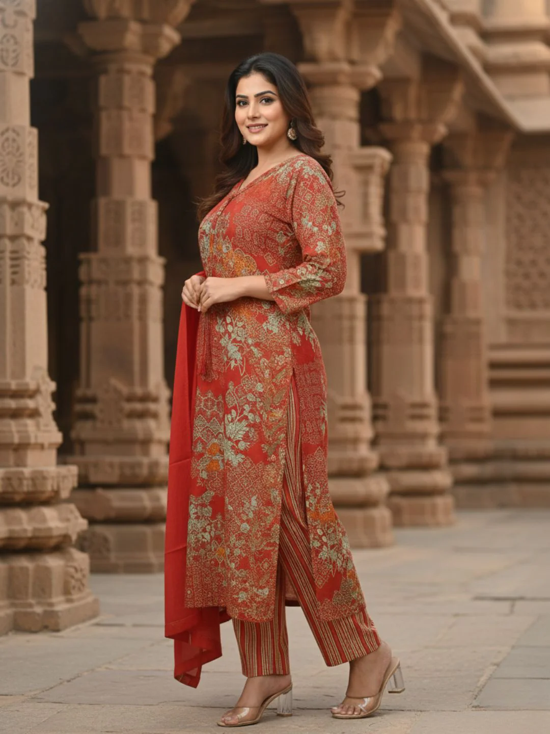 Reet Carmine Printed Work Suit Set - Image 9