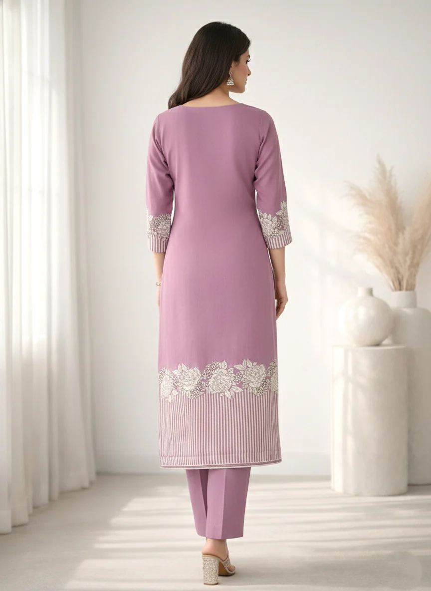 Reet Lavender Printed Work Suit Set - Image 3