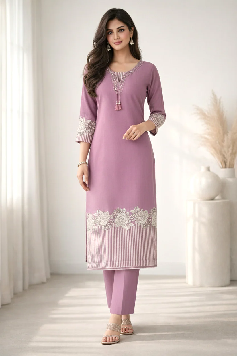 Reet Lavender Printed Work Suit Set - Image 6