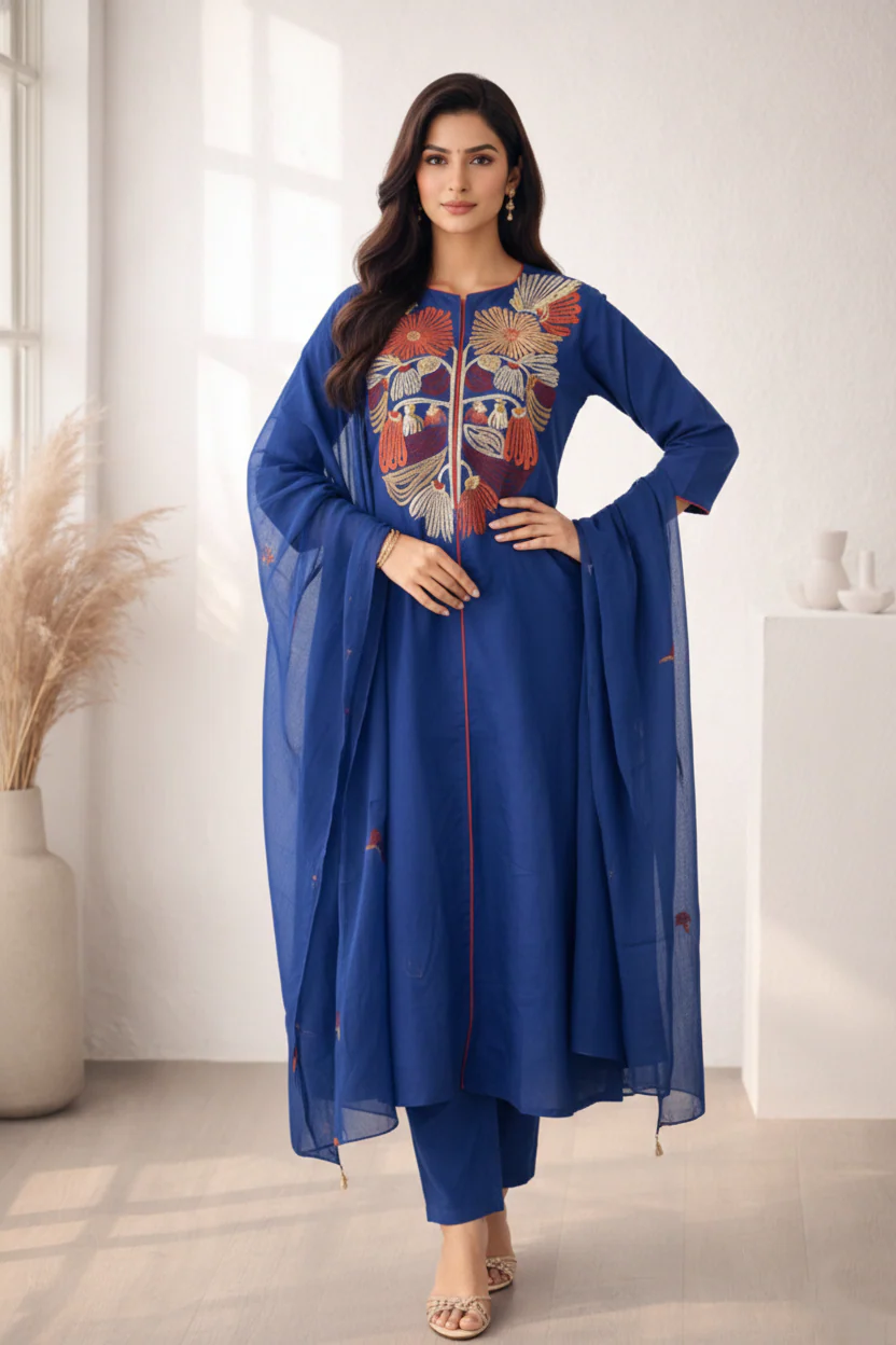 Viyona Ink Embroidered Suit Set - Image 4