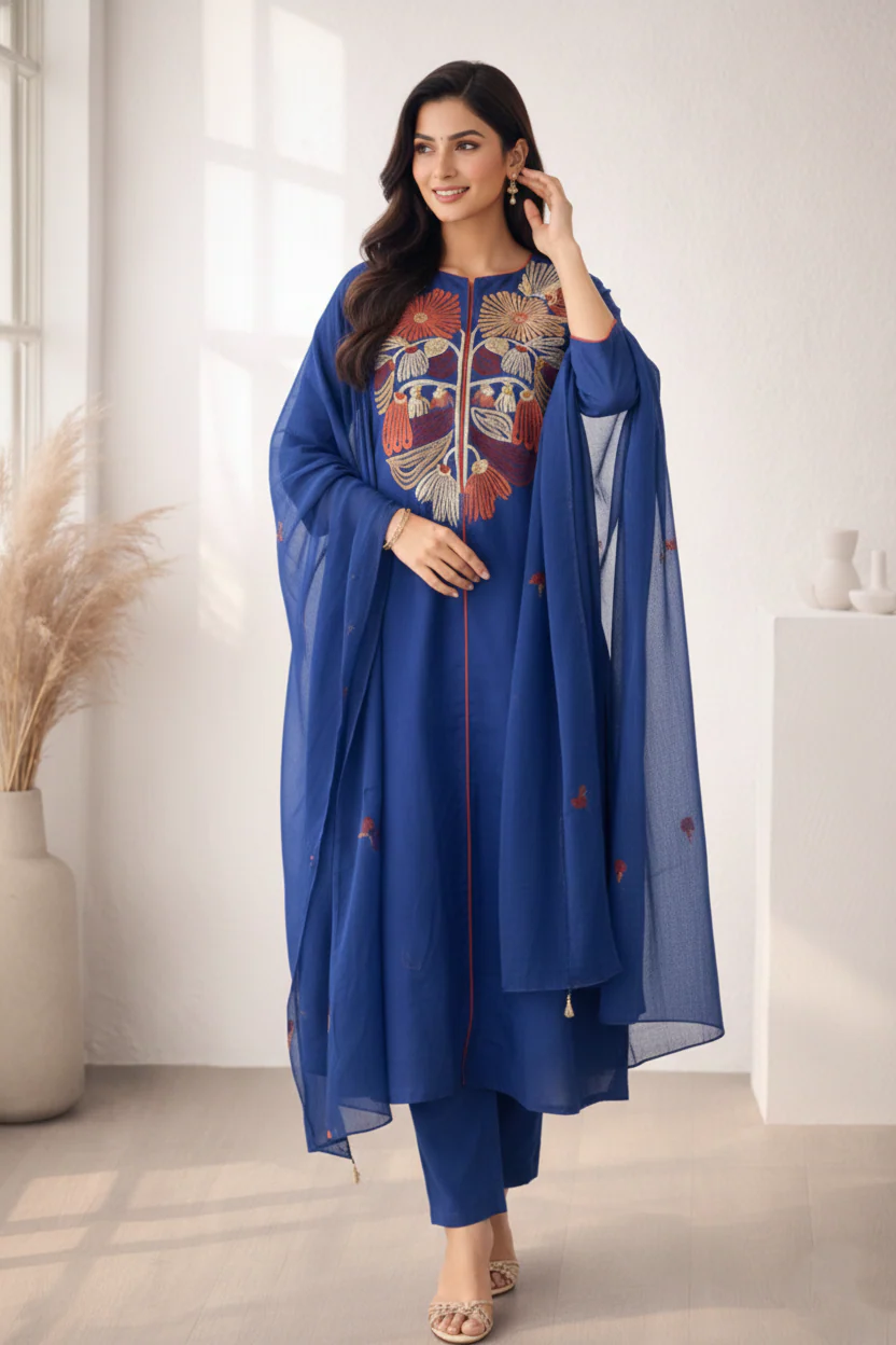 Viyona Ink Embroidered Suit Set - Image 5