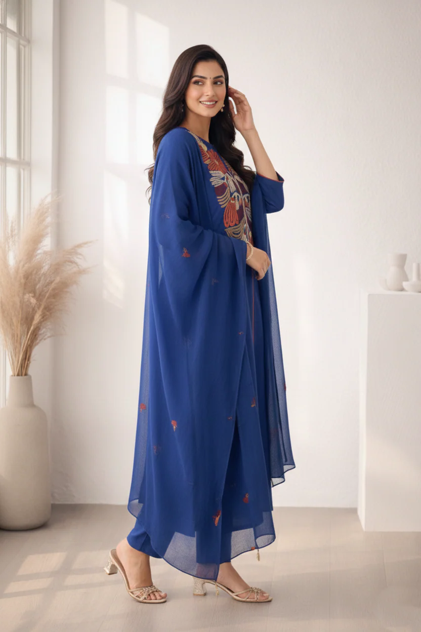 Viyona Ink Embroidered Suit Set - Image 7