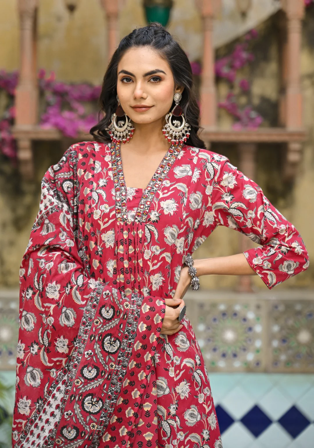 Bodhi Crimson Pure Cotton Suit Set - Image 2