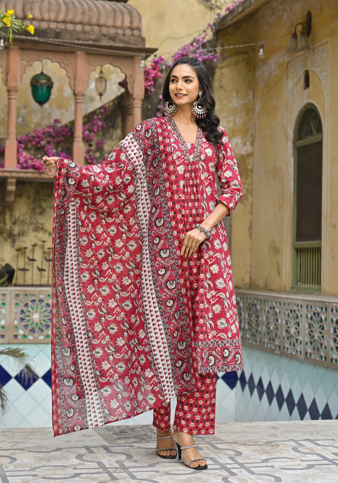 Bodhi Crimson Pure Cotton Suit Set - Image 5