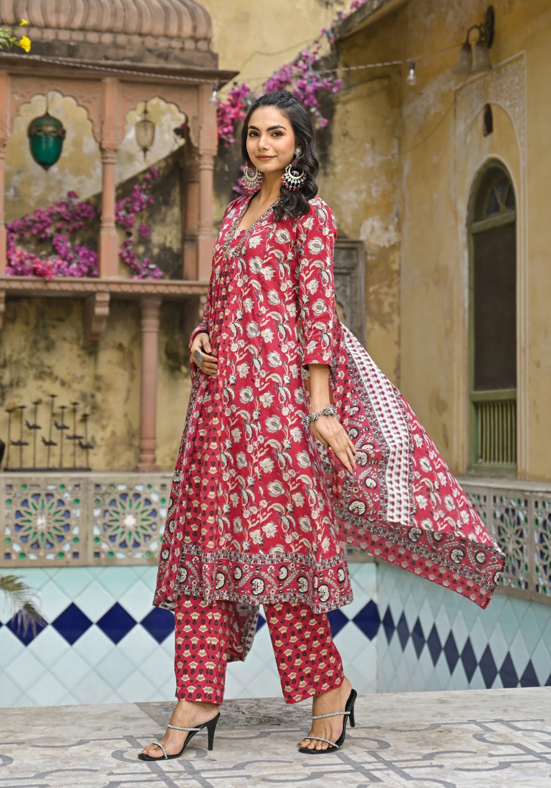 Bodhi Crimson Pure Cotton Suit Set - Image 6