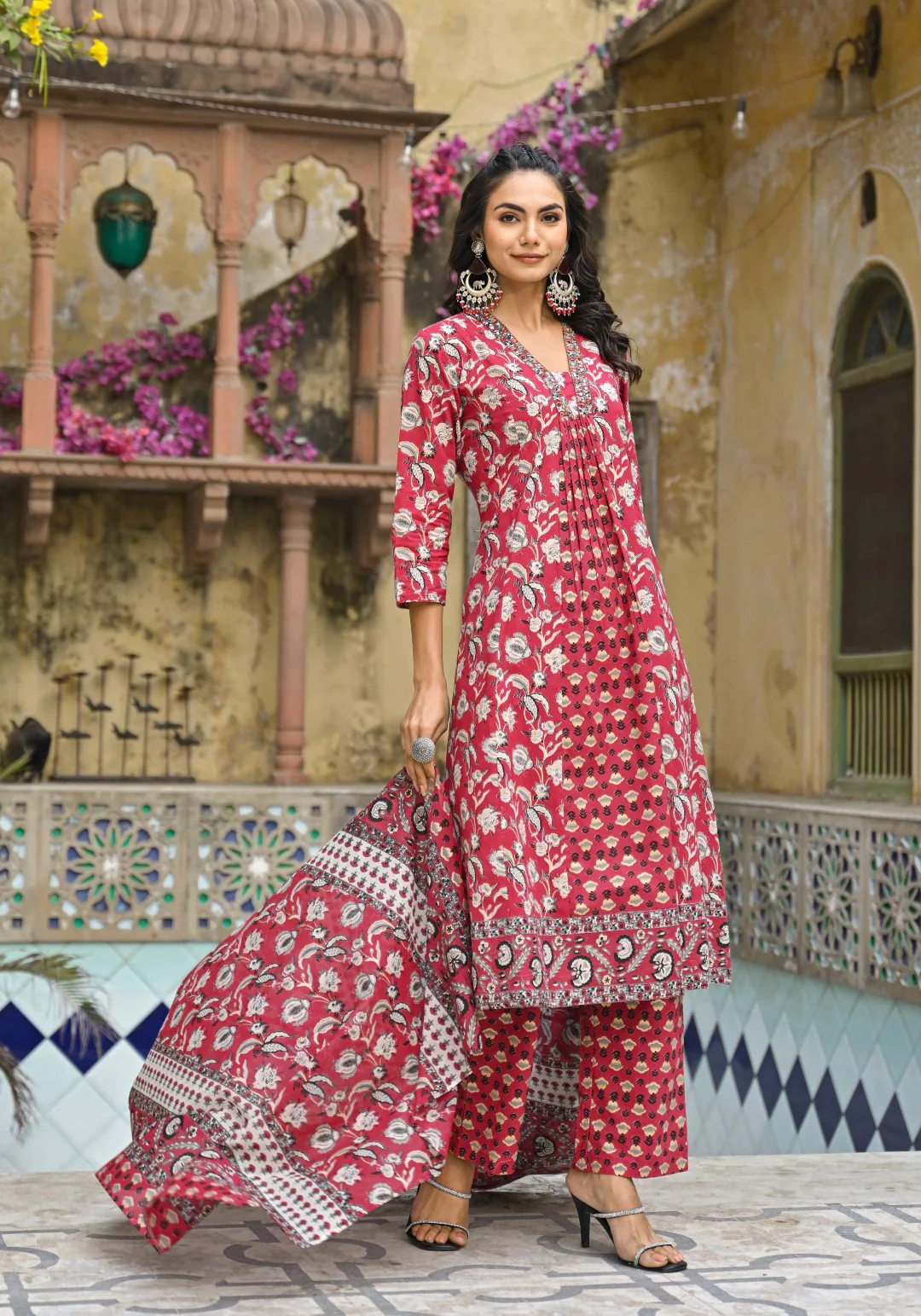 Bodhi Crimson Pure Cotton Suit Set - Image 7