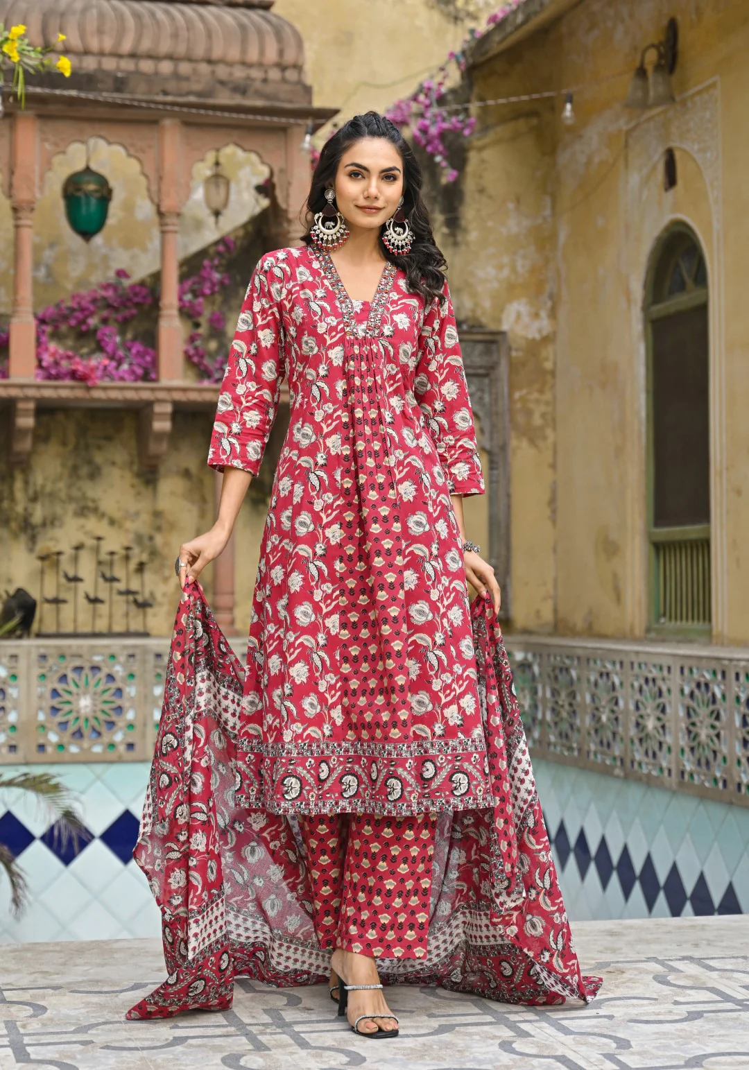 Bodhi Crimson Pure Cotton Suit Set - Image 8