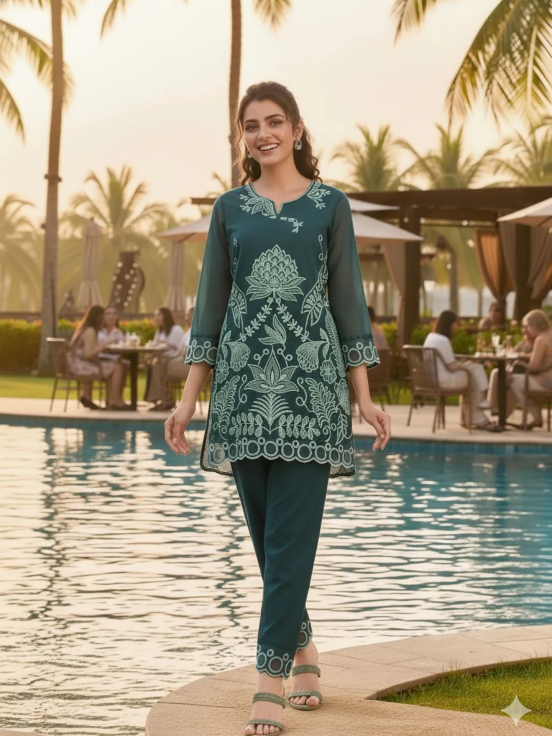 Srijan Fern Embroidered Co-ord set - Image 3