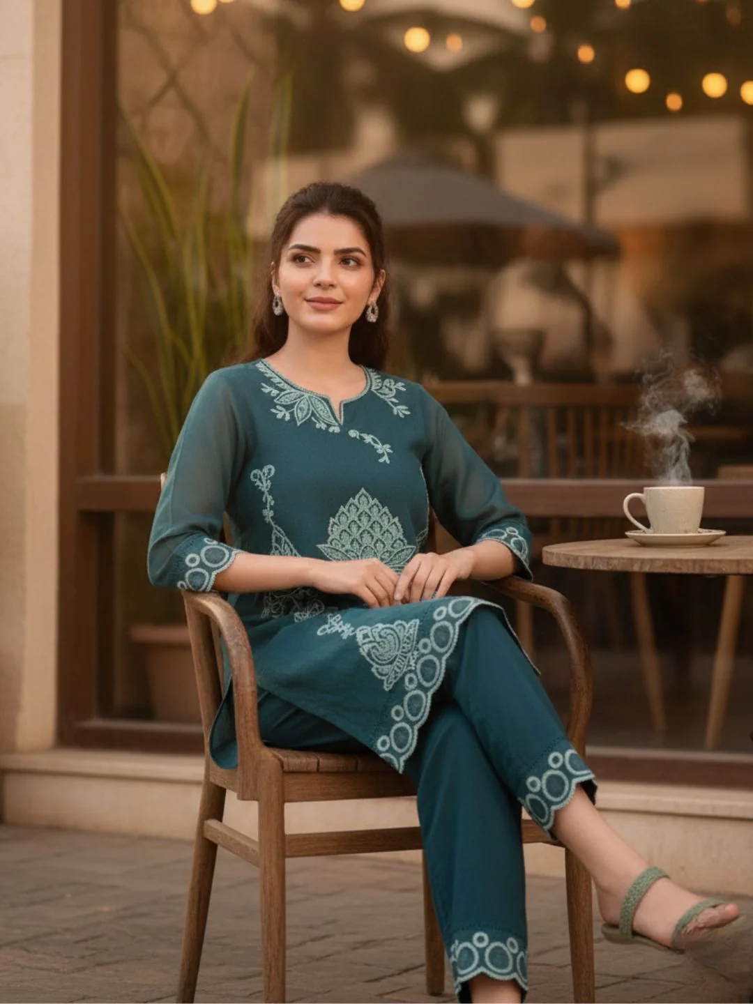 Srijan Fern Embroidered Co-ord set - Image 5
