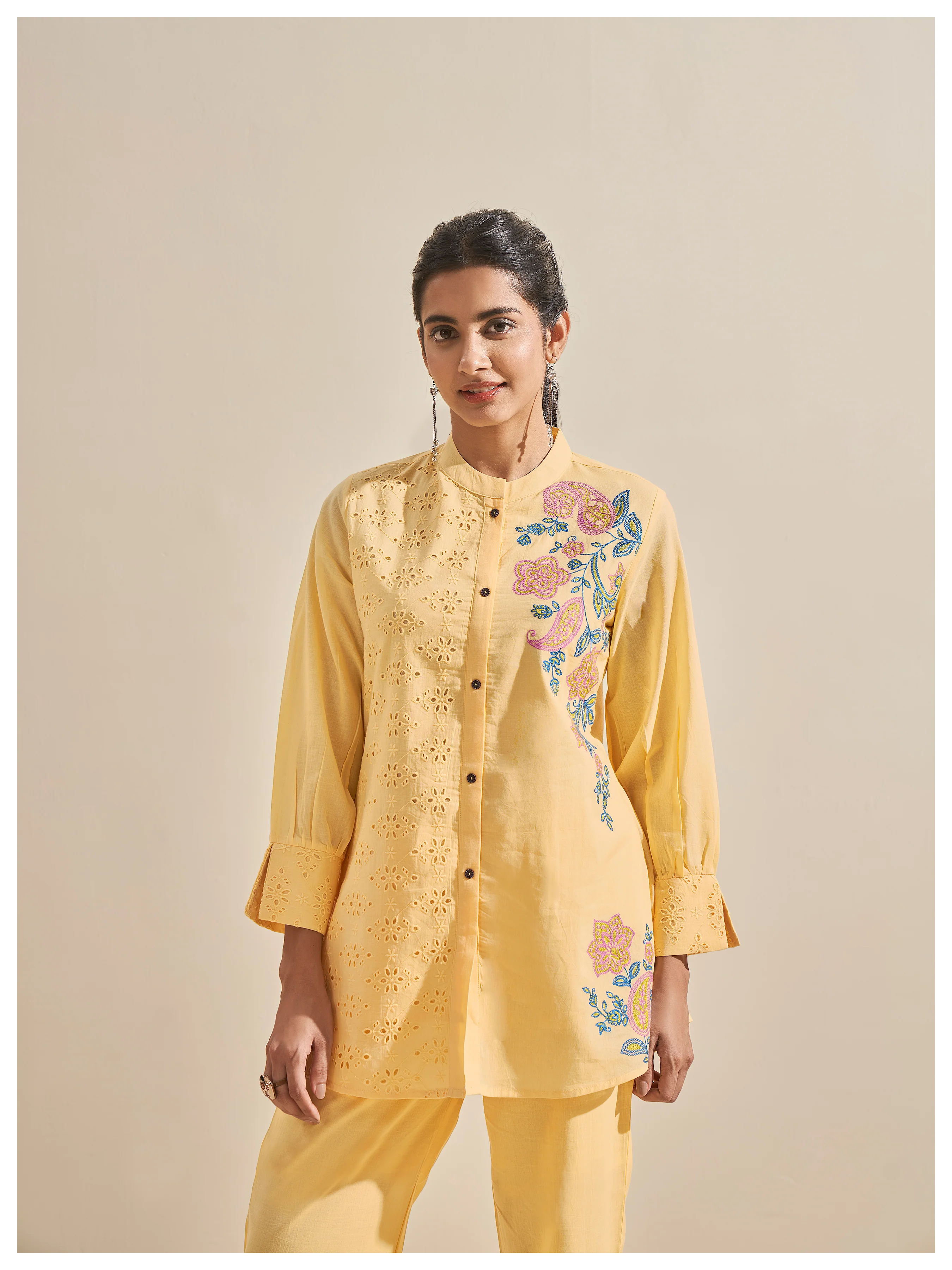 Cleo Lime Schiffli Cotton Co-ord Set - Image 2
