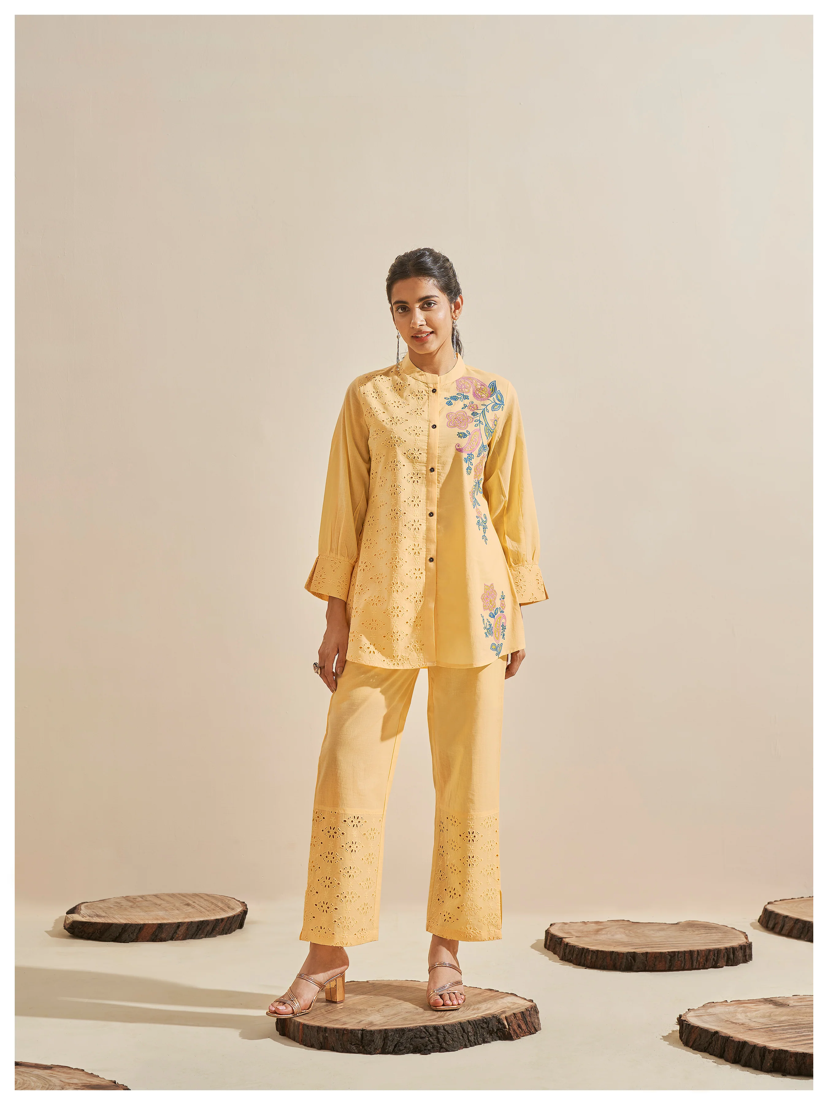 Cleo Lime Schiffli Cotton Co-ord Set - Image 3
