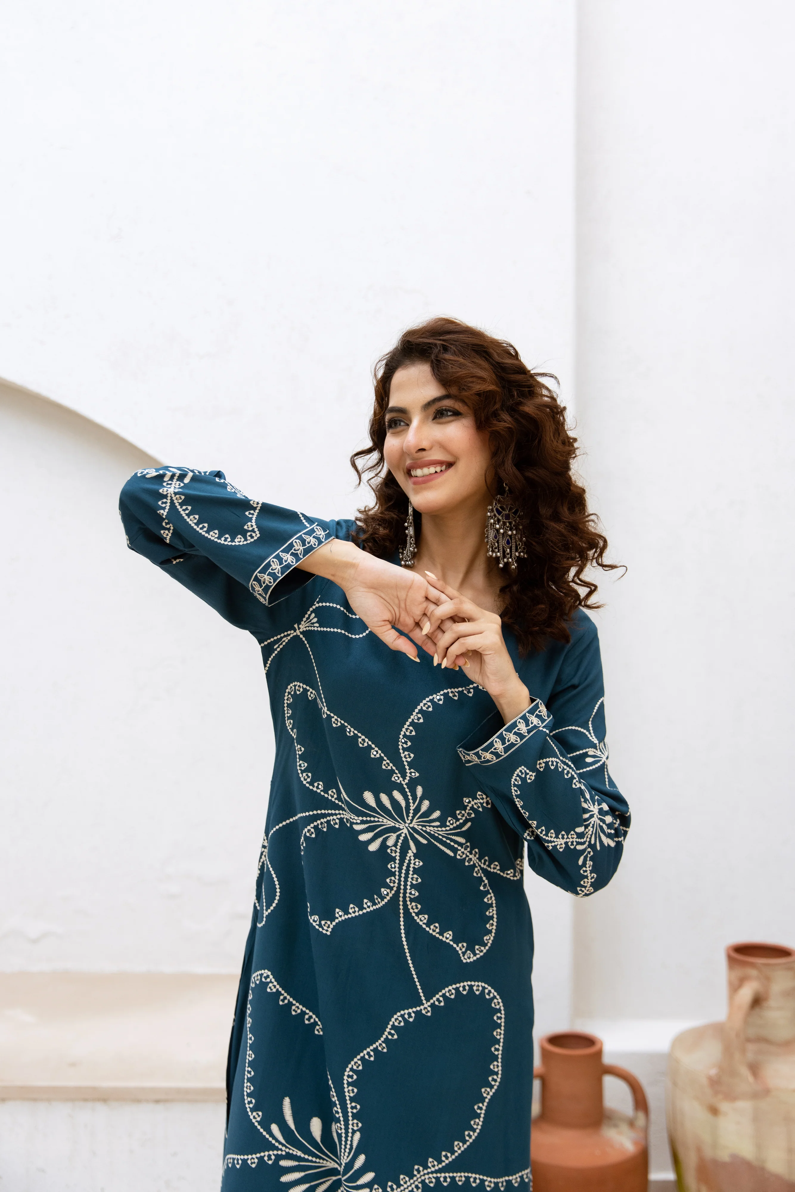Siya Azure Printed Kurta Pant Set - Image 6