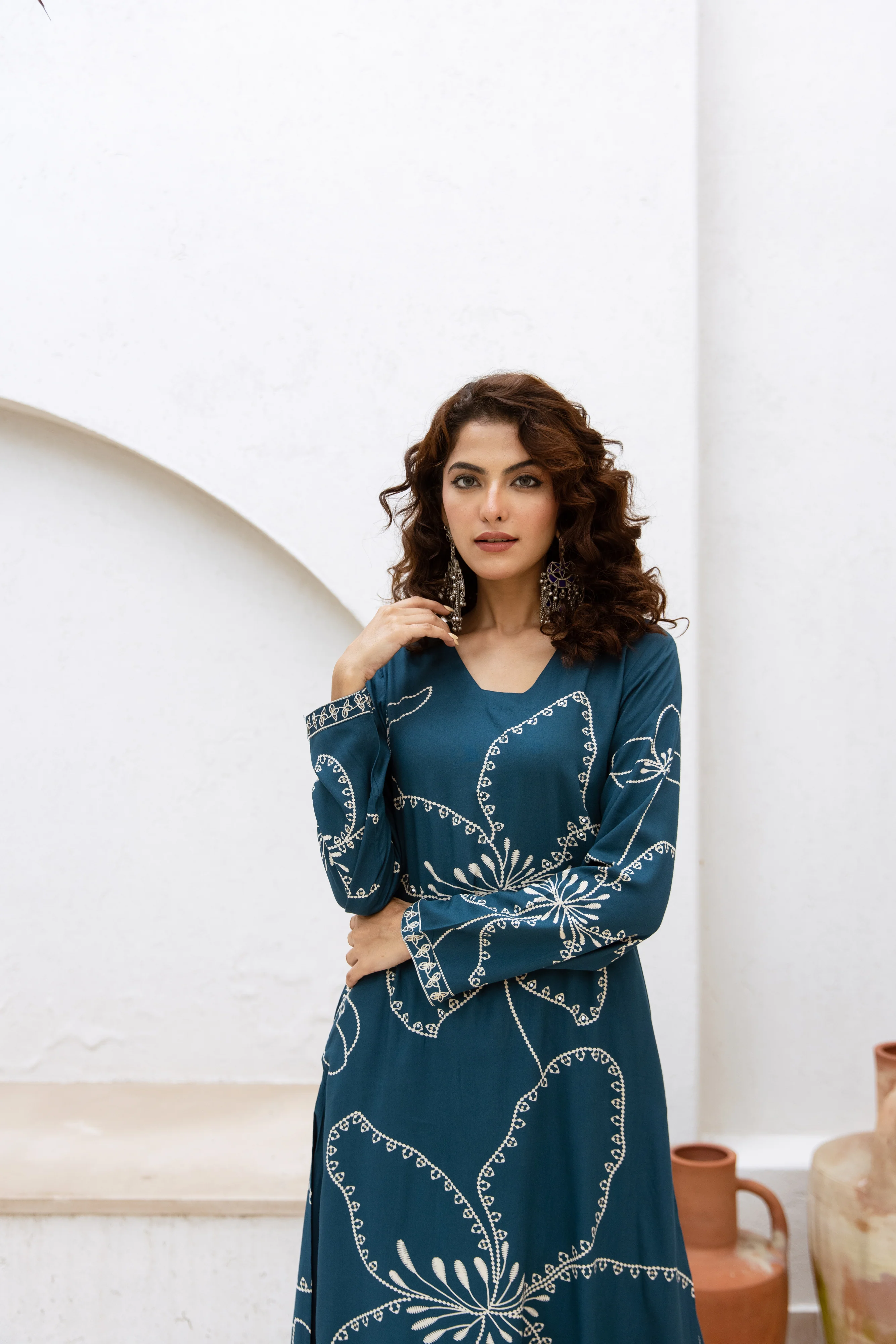 Siya Azure Printed Kurta Pant Set - Image 7