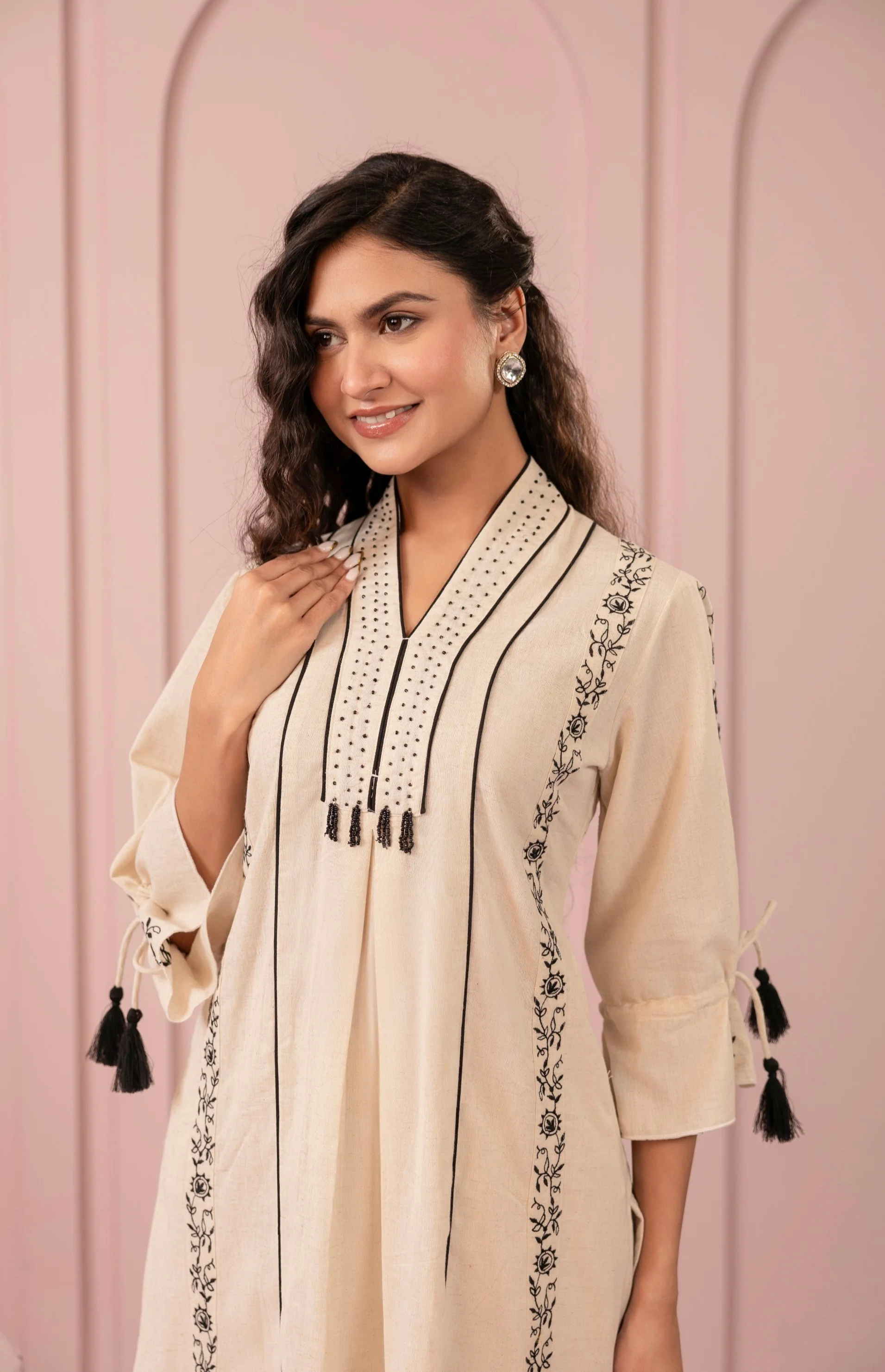 Purna Hazel Cotton Embroidery Kurta Pant Set - Image 2