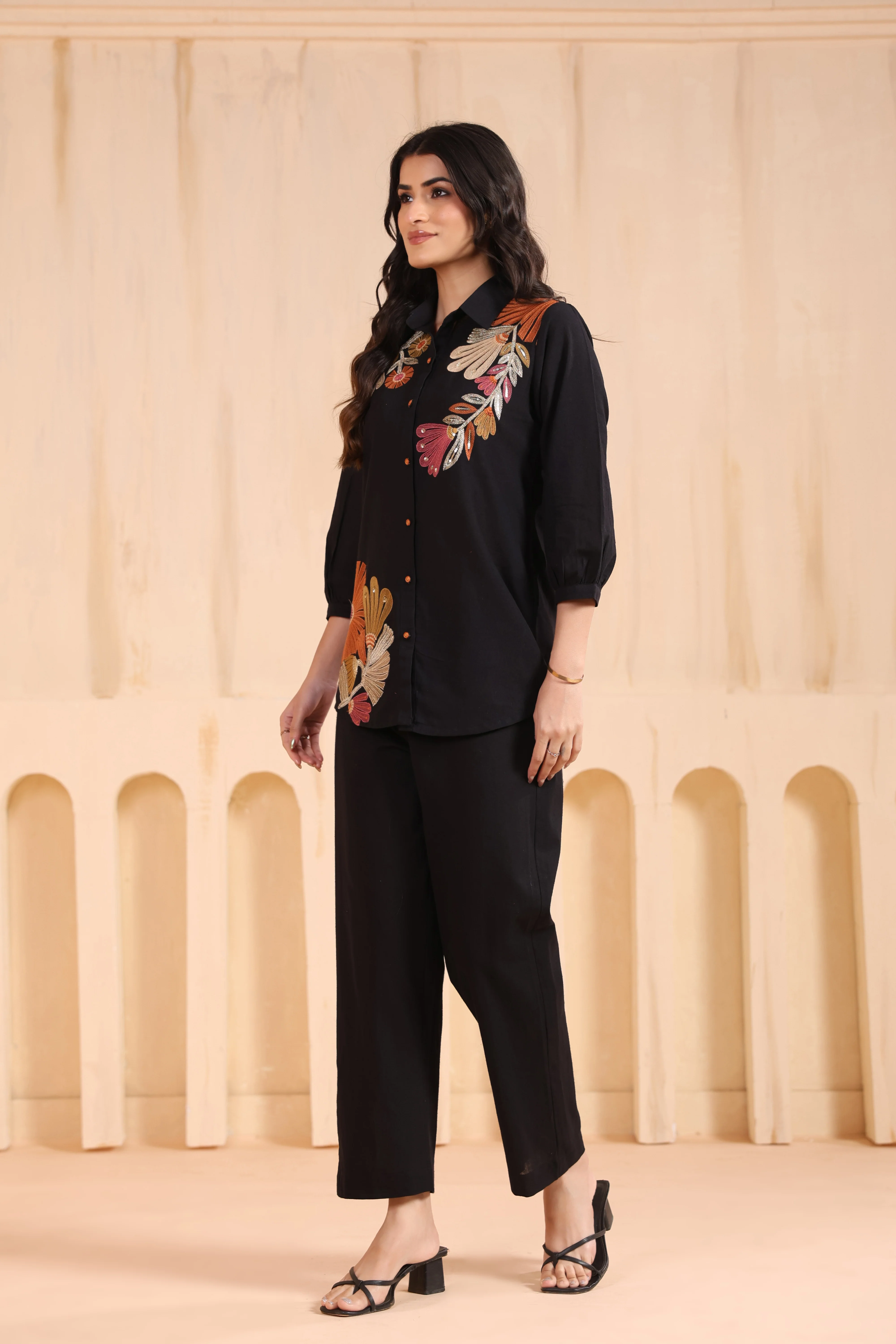 Viyona Onyx Floral Embroidered Co-ord Set - Image 10