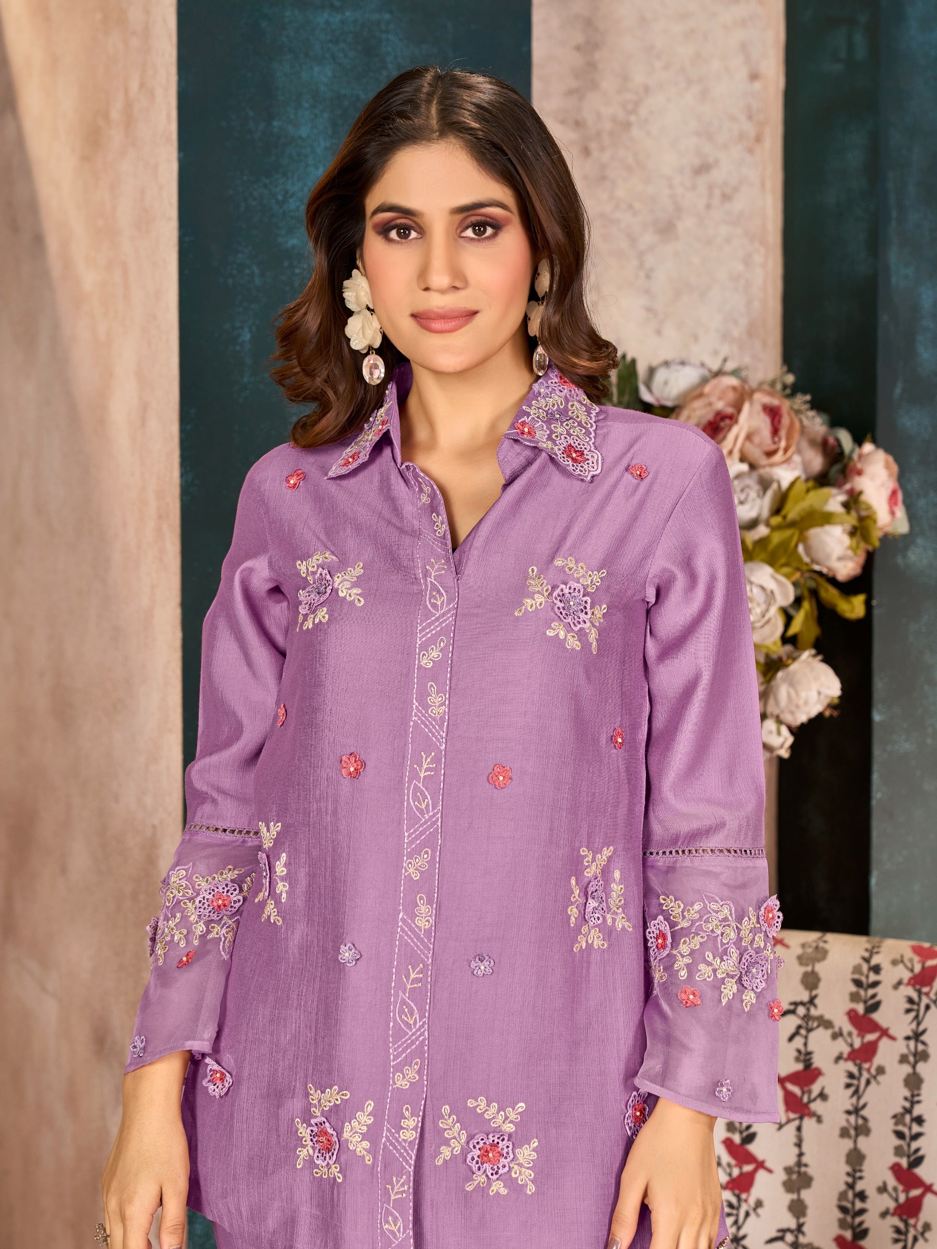 Jimmy orchid embroidered Co-ord Set - Image 2