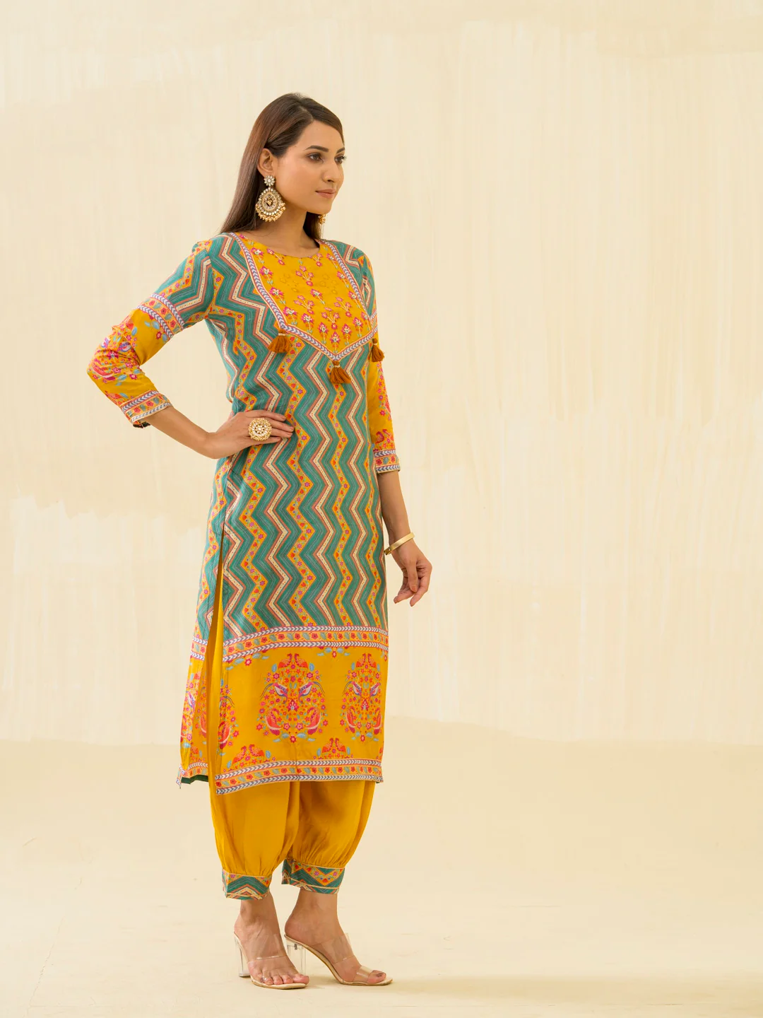 RUPAL canary MUSLIN DIGITAL Print KURTA PANT SET - Image 10